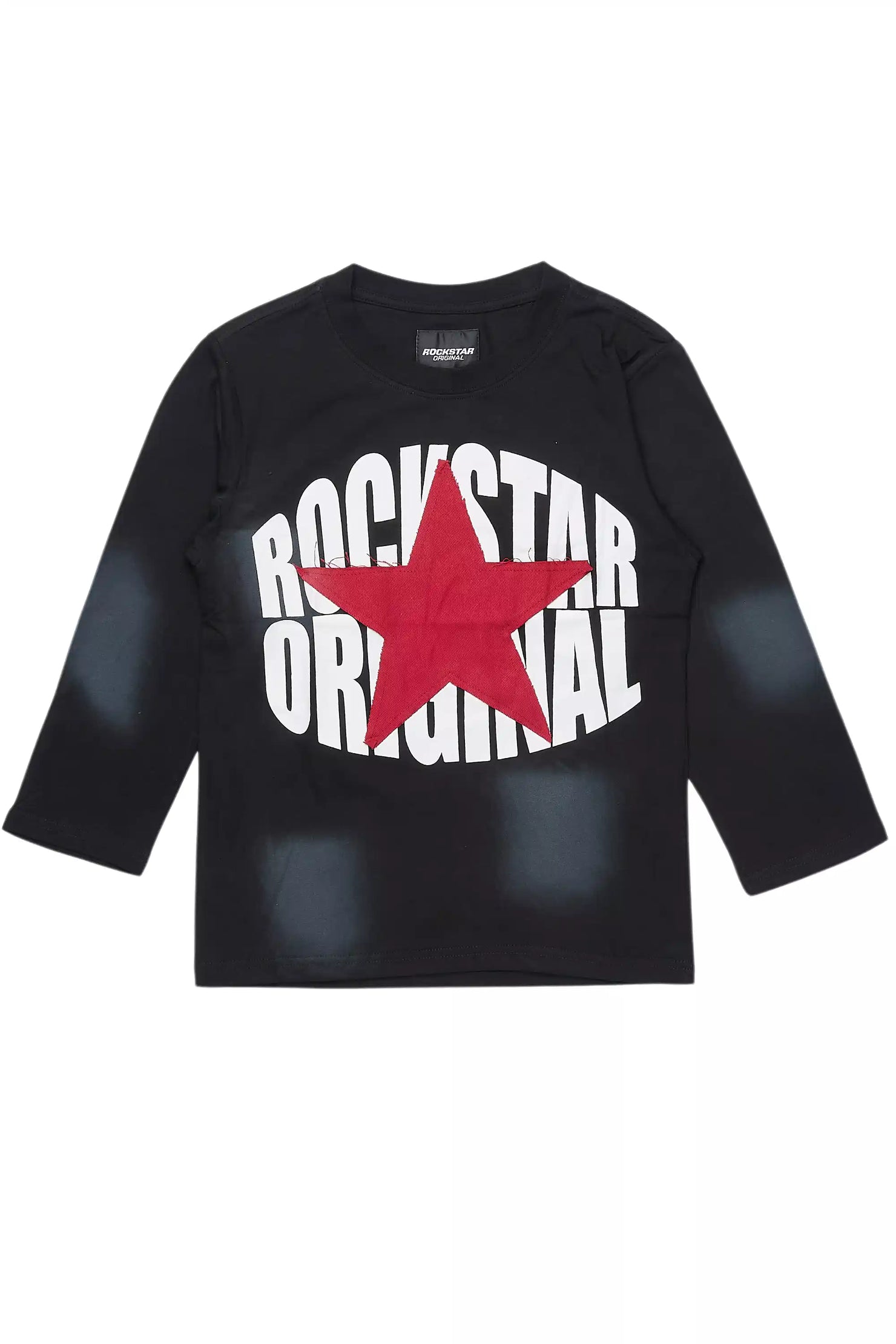 Boys State L/S Black/Red Graphic T-Shirt with Patch