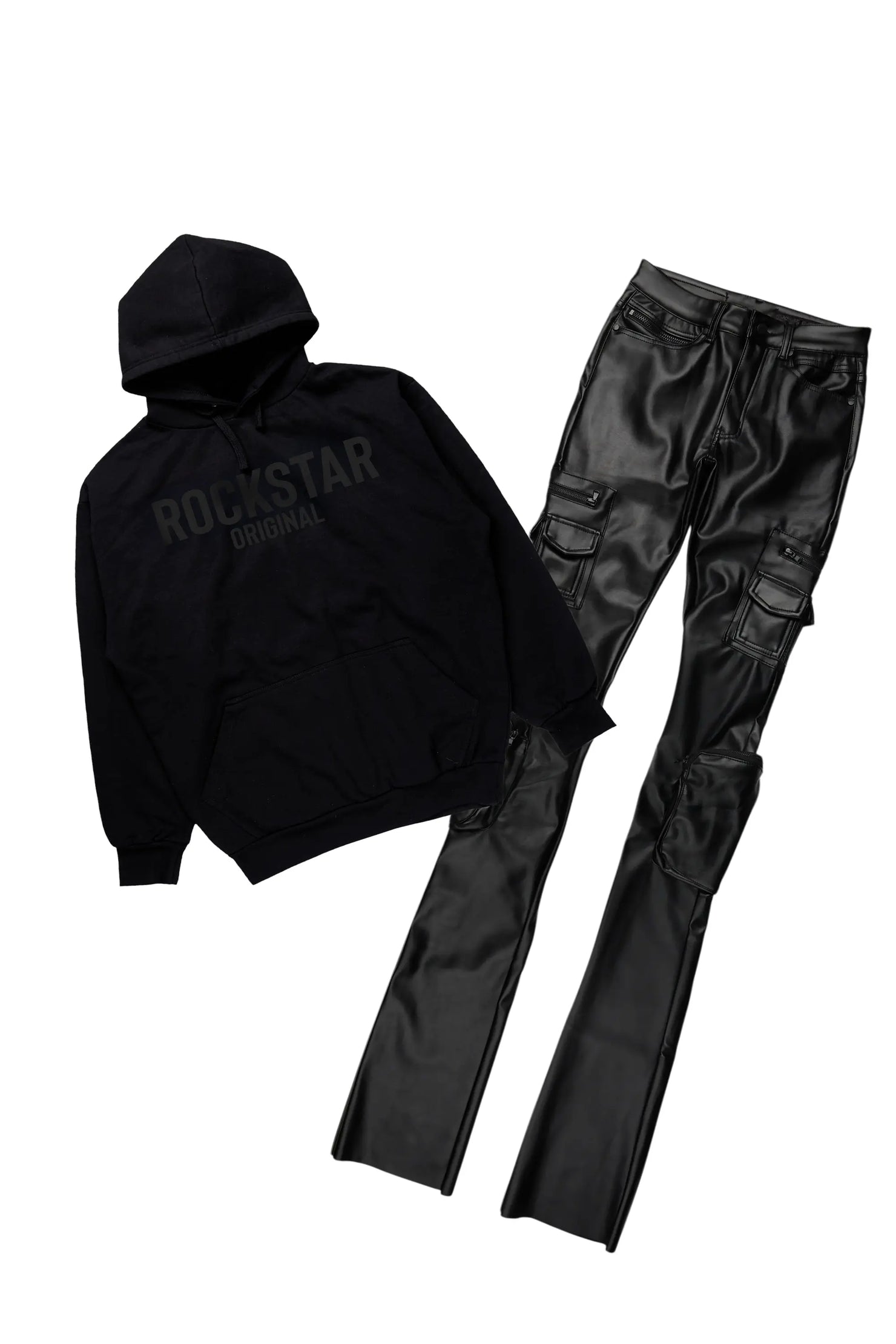 Sana Hoodie/Super Stacked Flare PU Jean Bundle