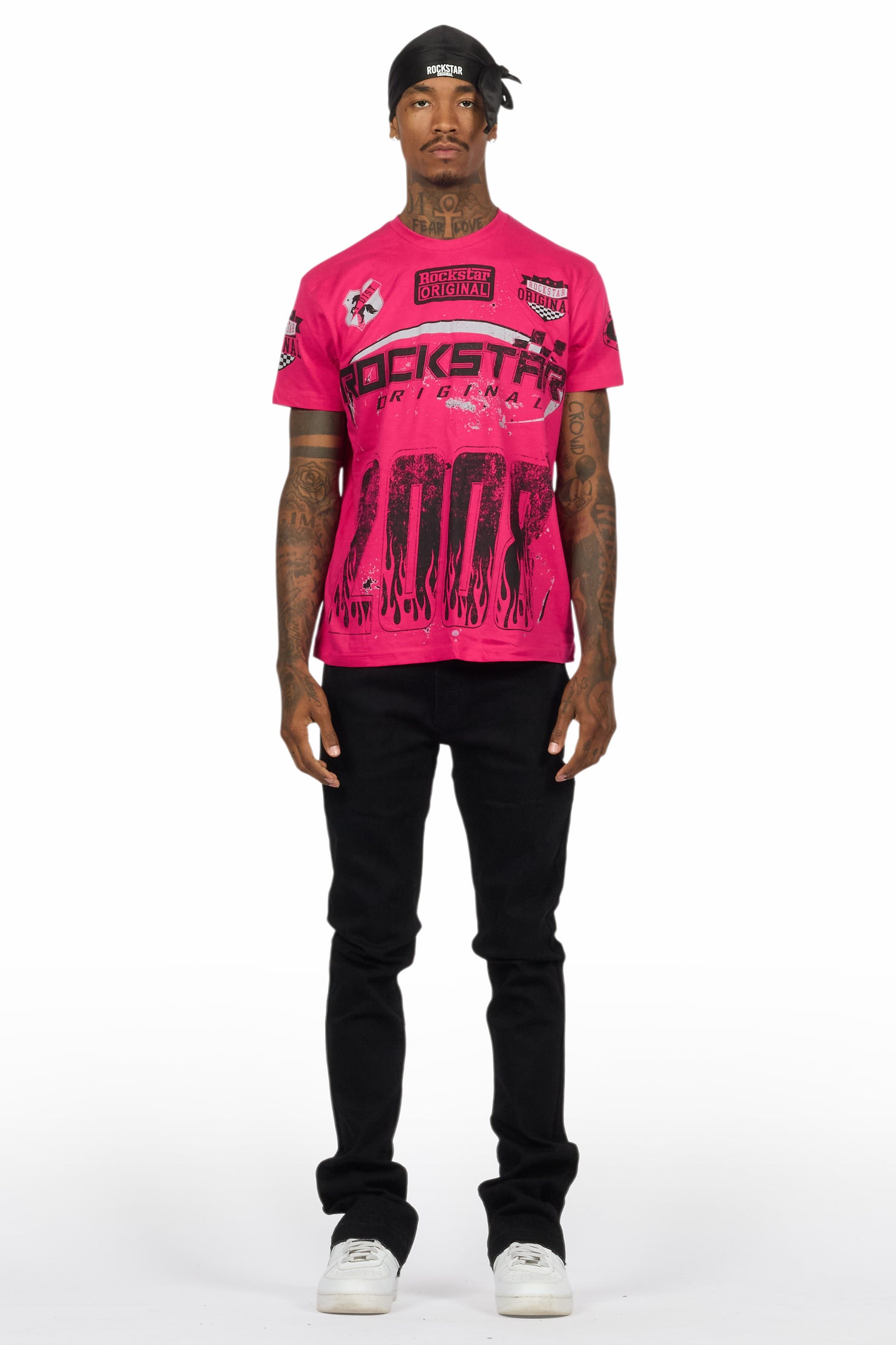 Amos Fuchsia Graphic T-Shirt & Dag Black Jean Bundle