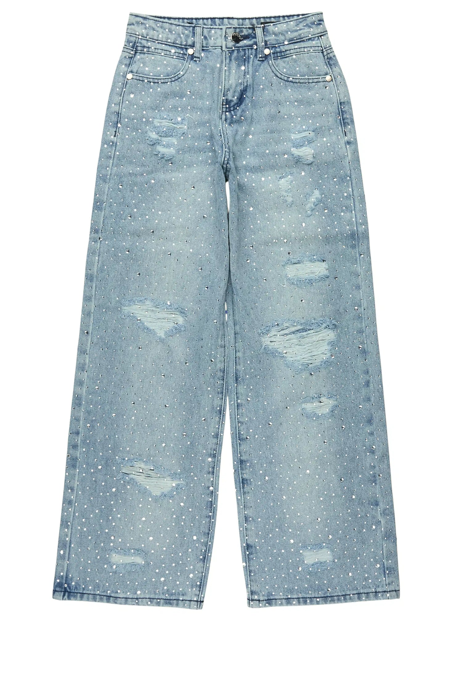 Boys Discolite Light Blue Rhinestone Baggy Jean