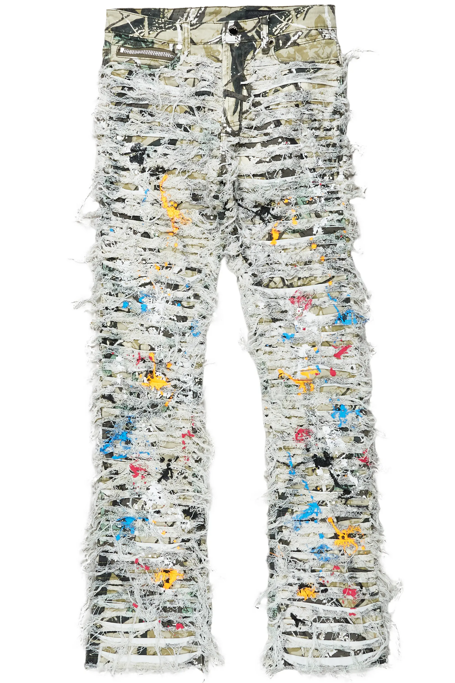 Parish Tree Camo Painter Stacked Flare Jean
