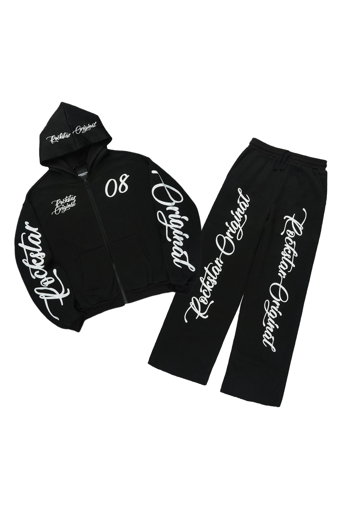 Boys Hanif Black/White Zip Up Hoodie Relaxed Pant Track Set