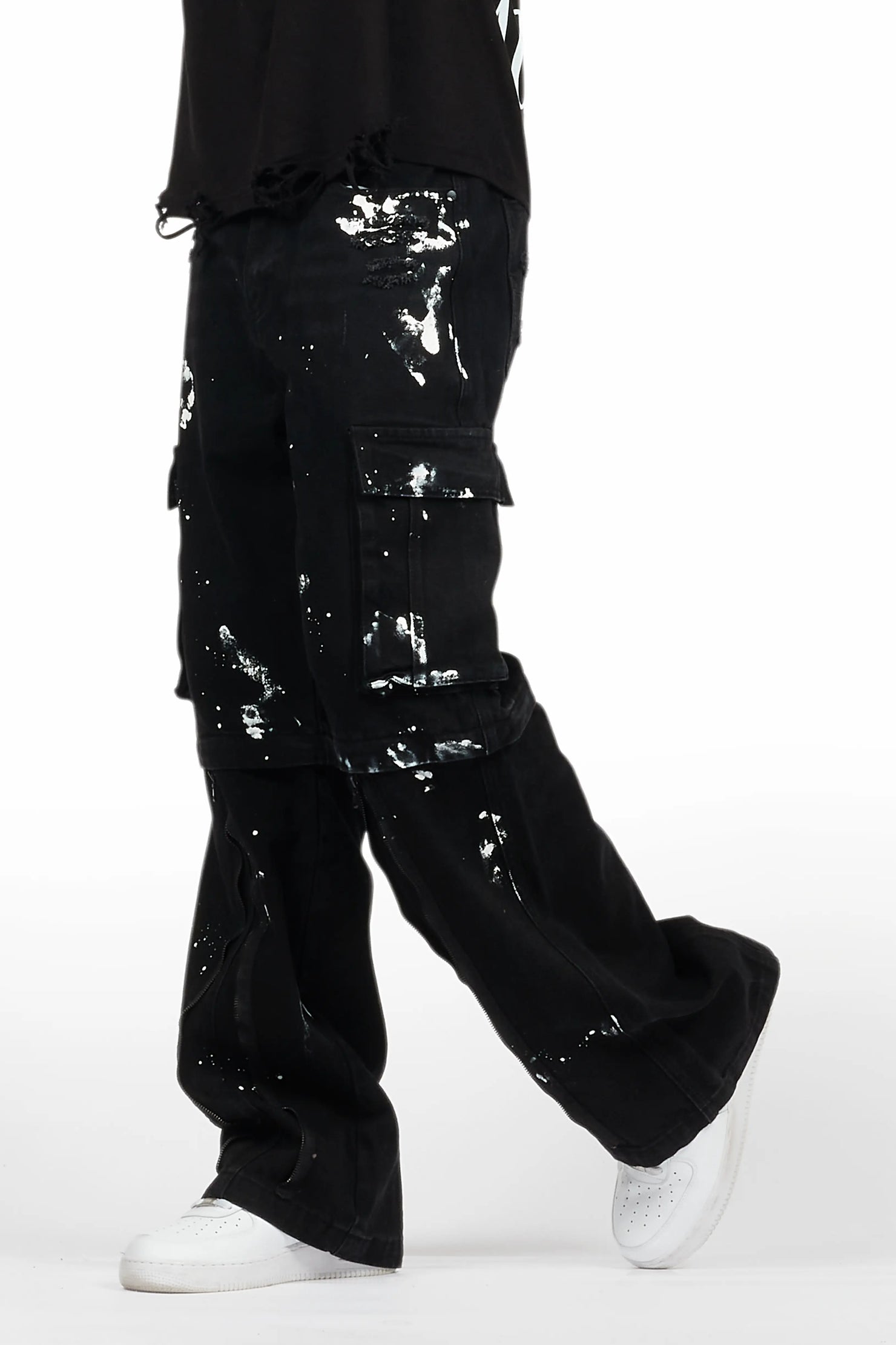 Rudo Black Painter Baggy Cargo Jean