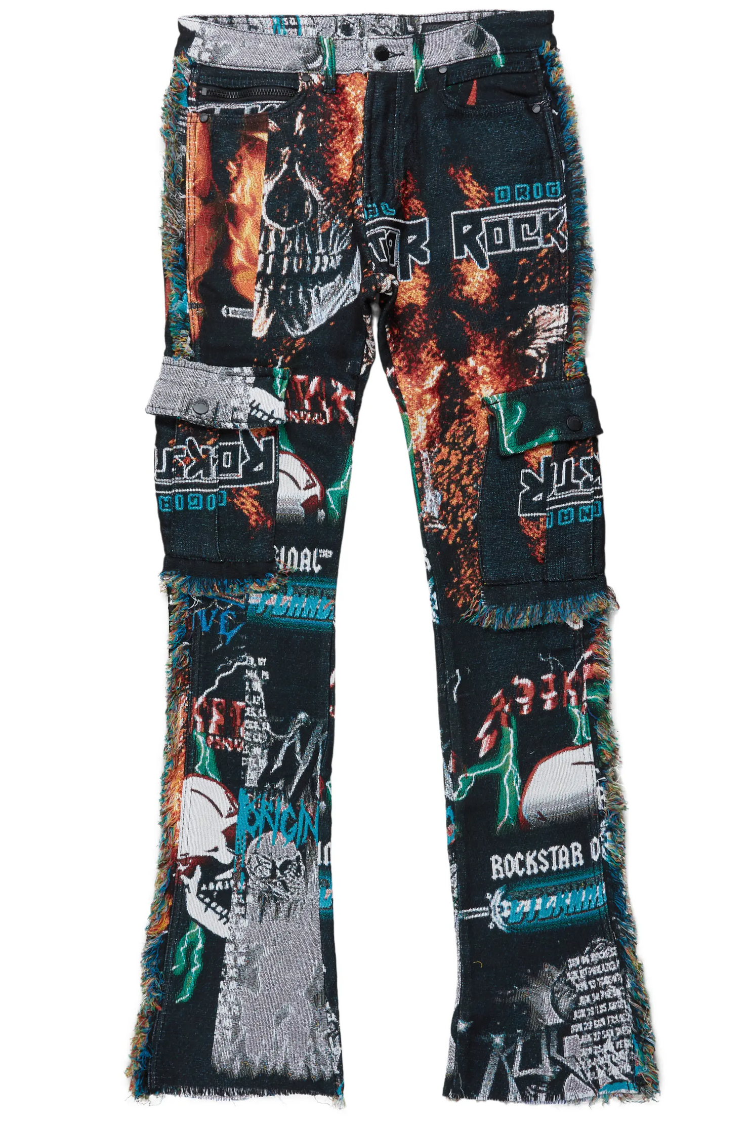 Zarin Black/ Multi Tapestry Stacked Flare Jean