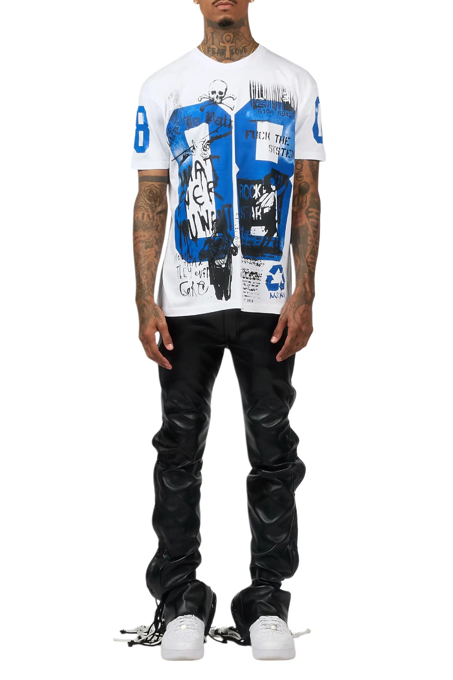 Otto Black Stacked Flare PU Pant