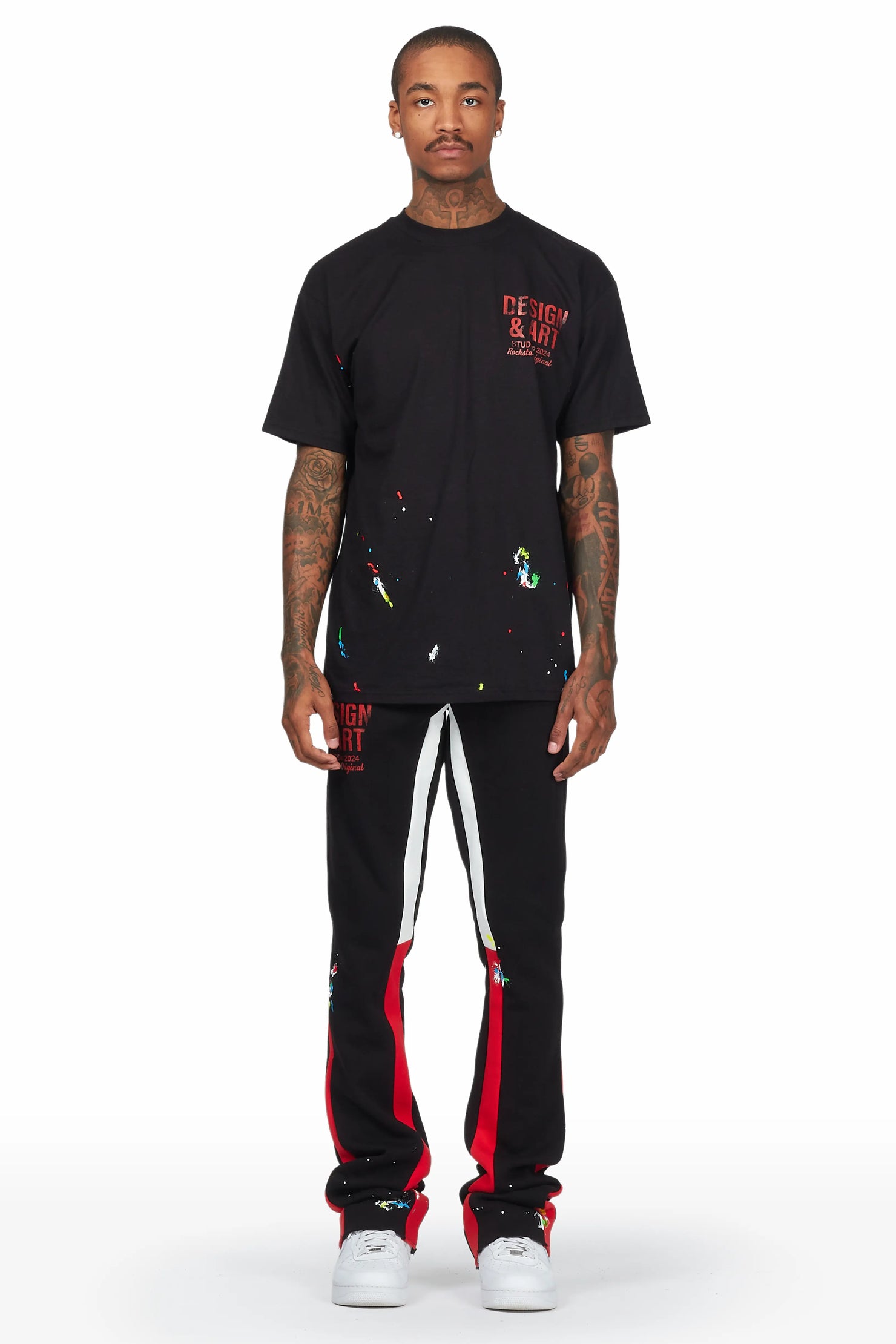 Mancha Black/Red T-Shirt Stacked Flare Track Set