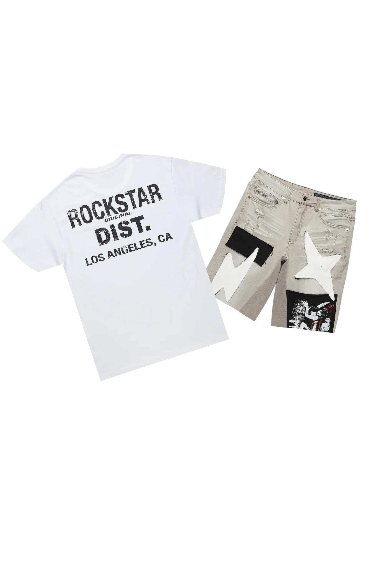 Akos White T-Shirt/Denim Short Set