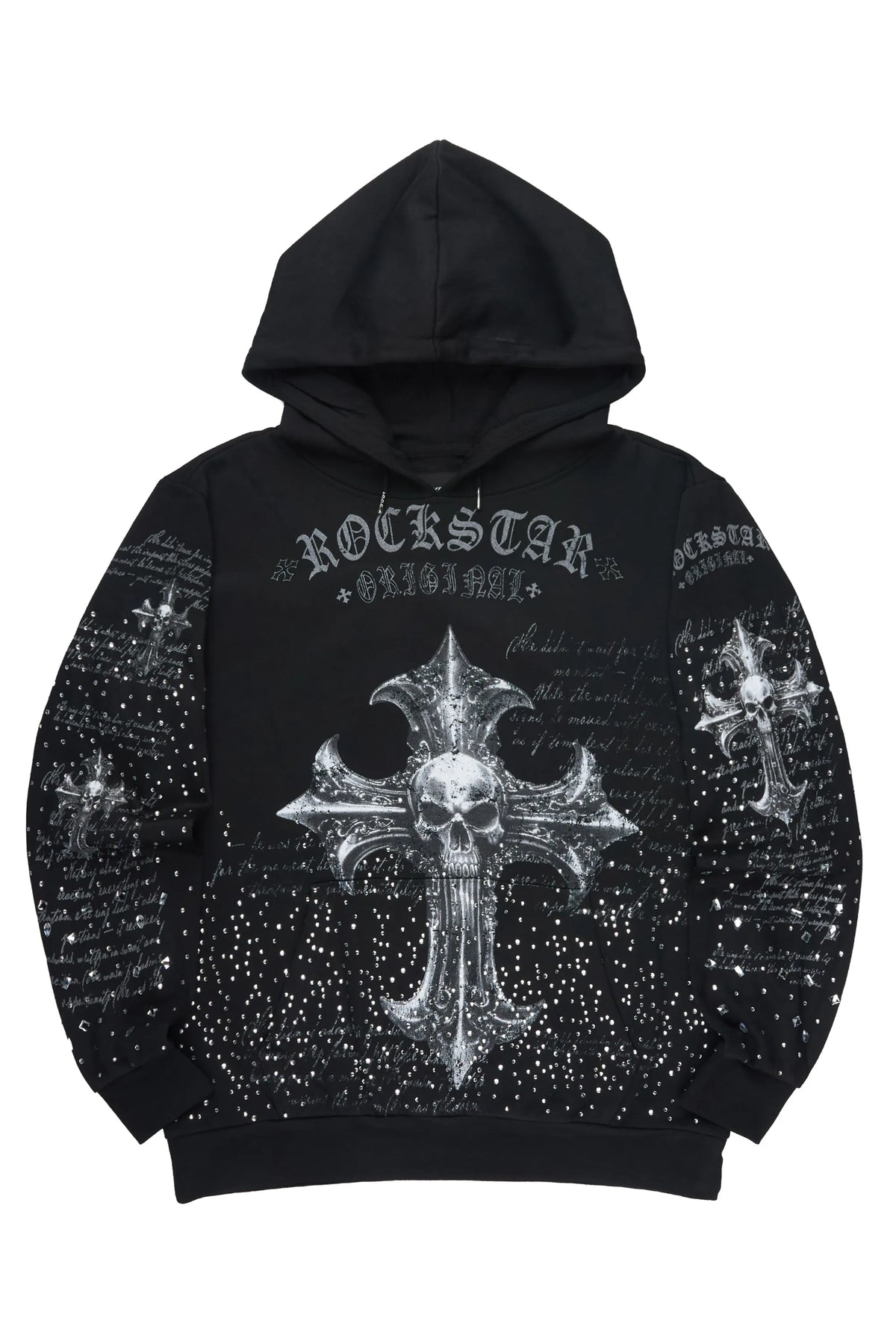 Bowman Black Rhinestone Graphic Hoodie