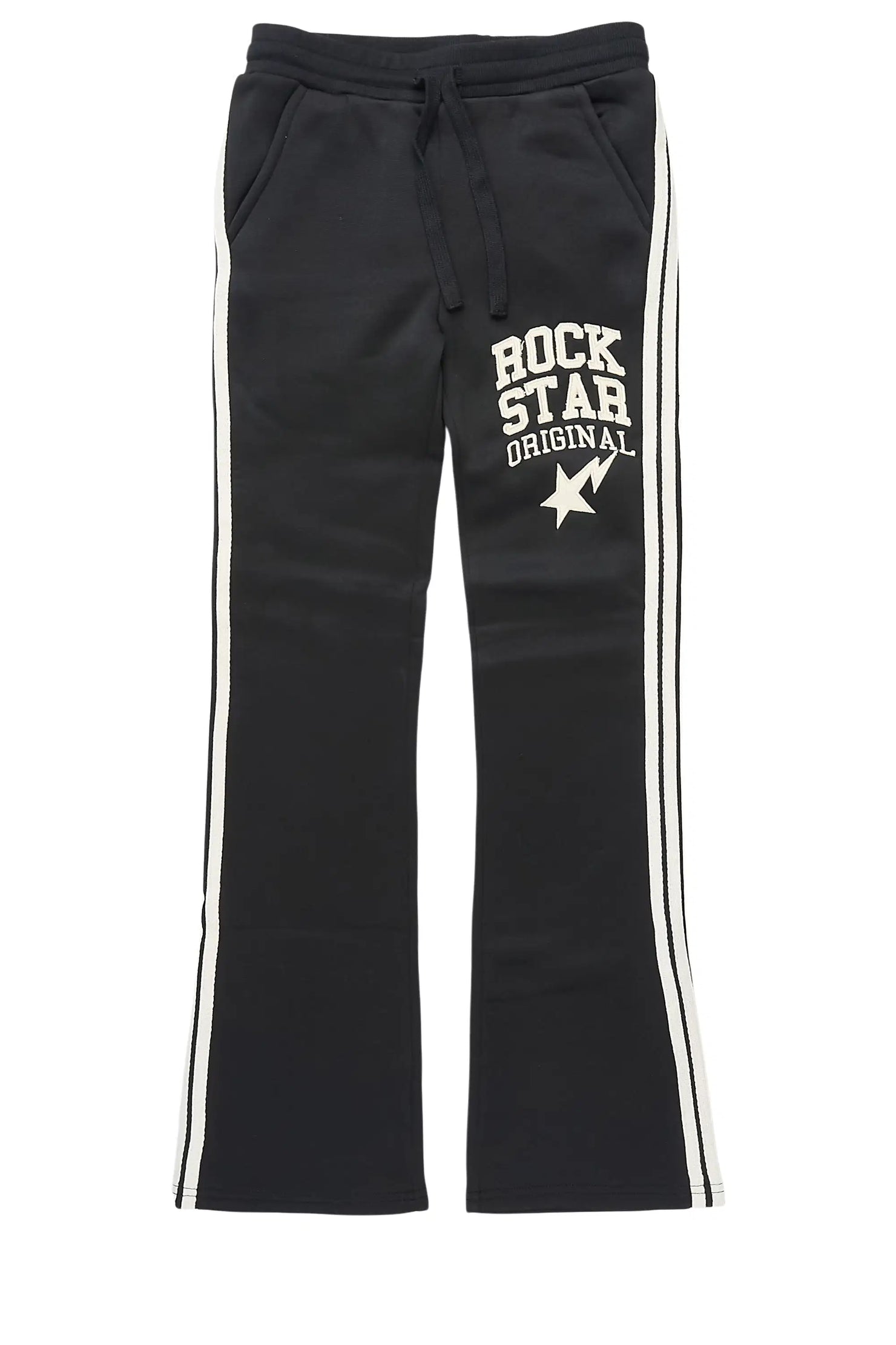 Girls Briana Black Stacked Flare Pant