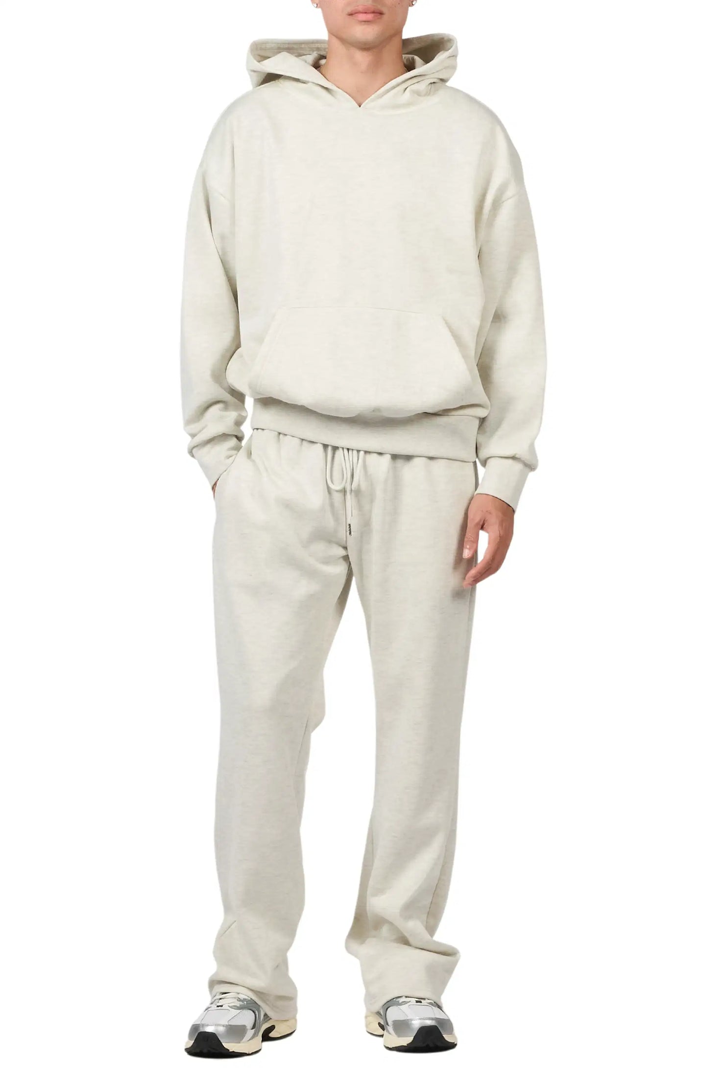 Basic Light Oatmeal Hoodie Relaxed Track Set