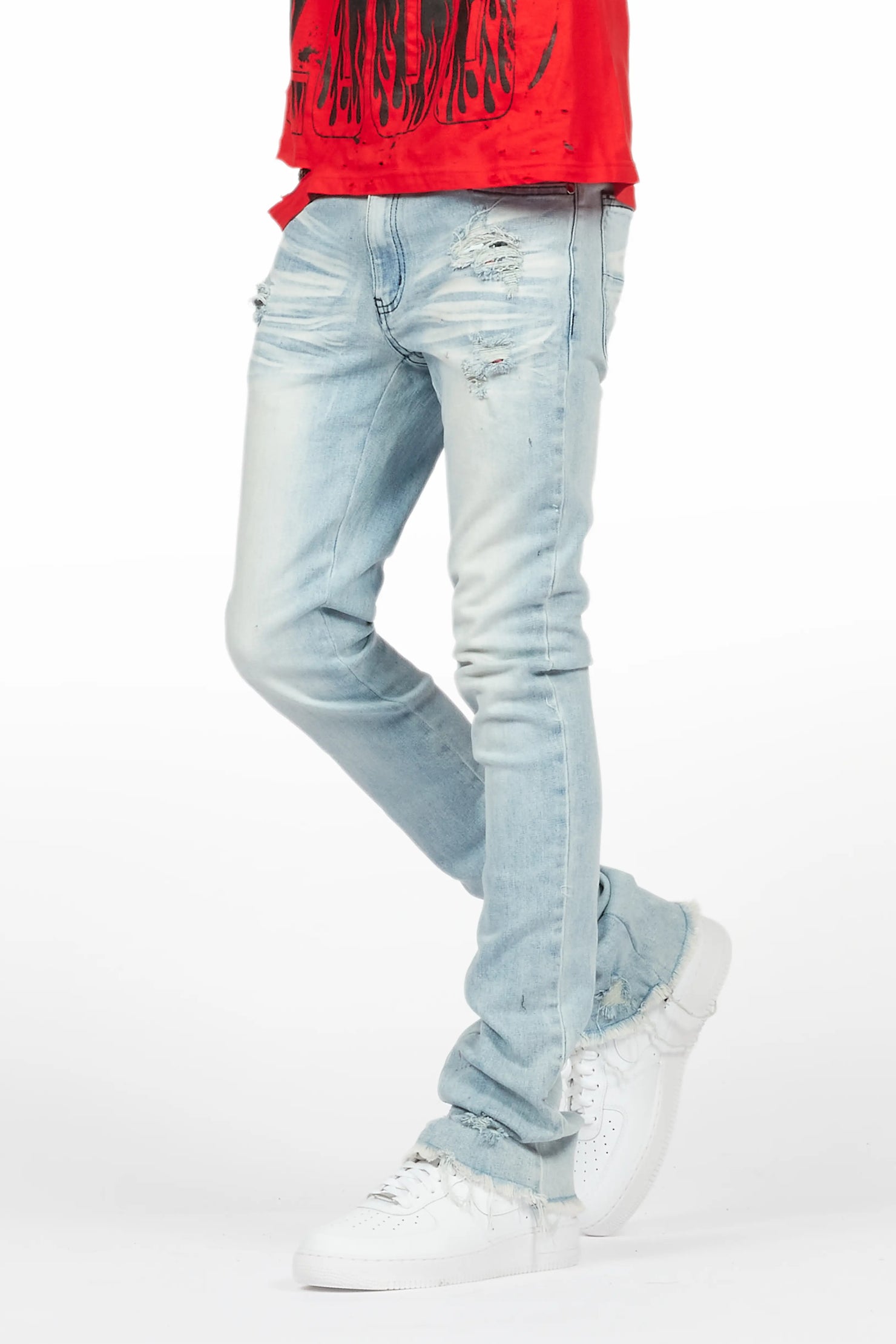 Savag Blue Stacked Flare Jean