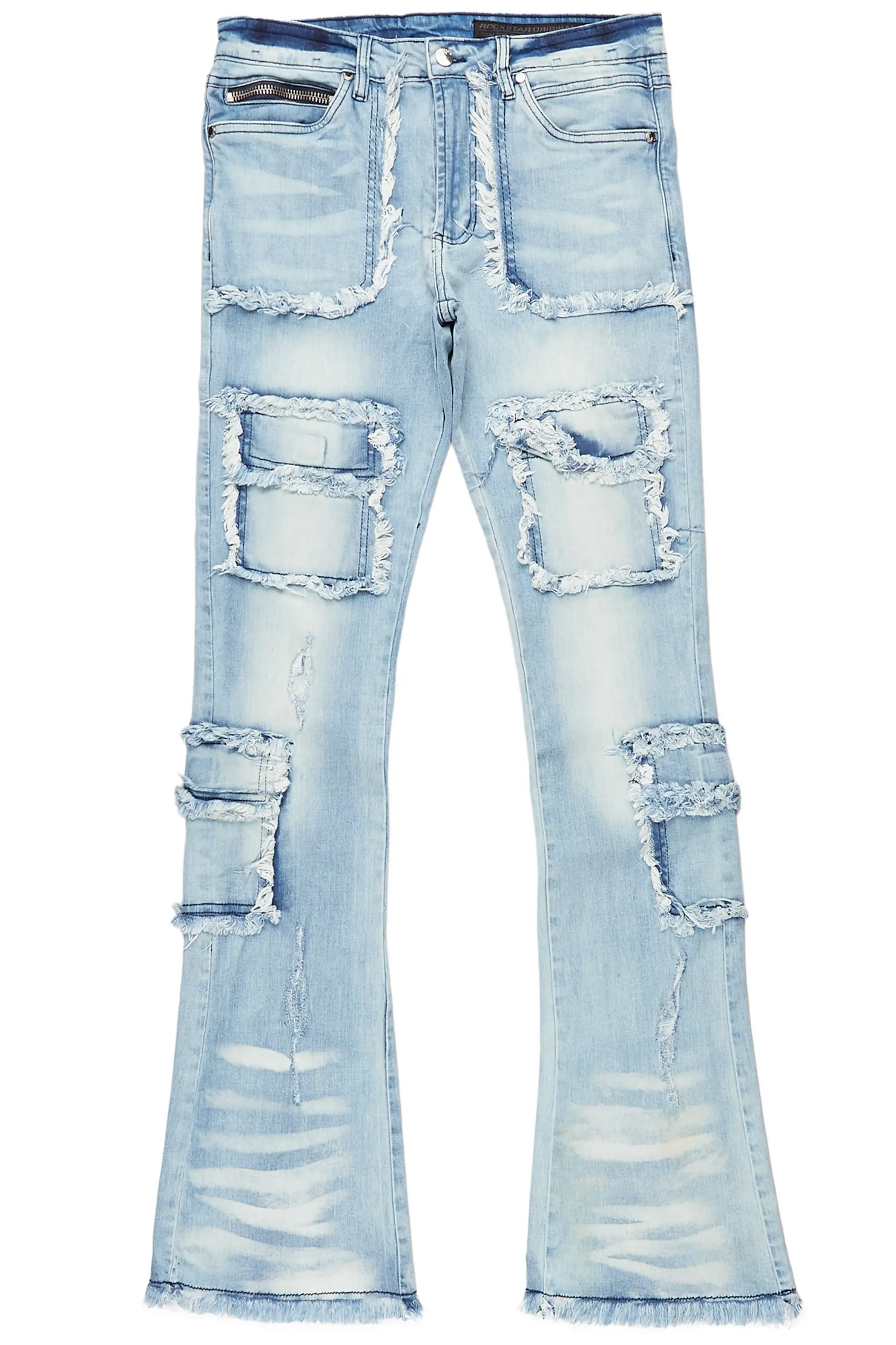 Savino Blue Stacked Flare Cargo Jean