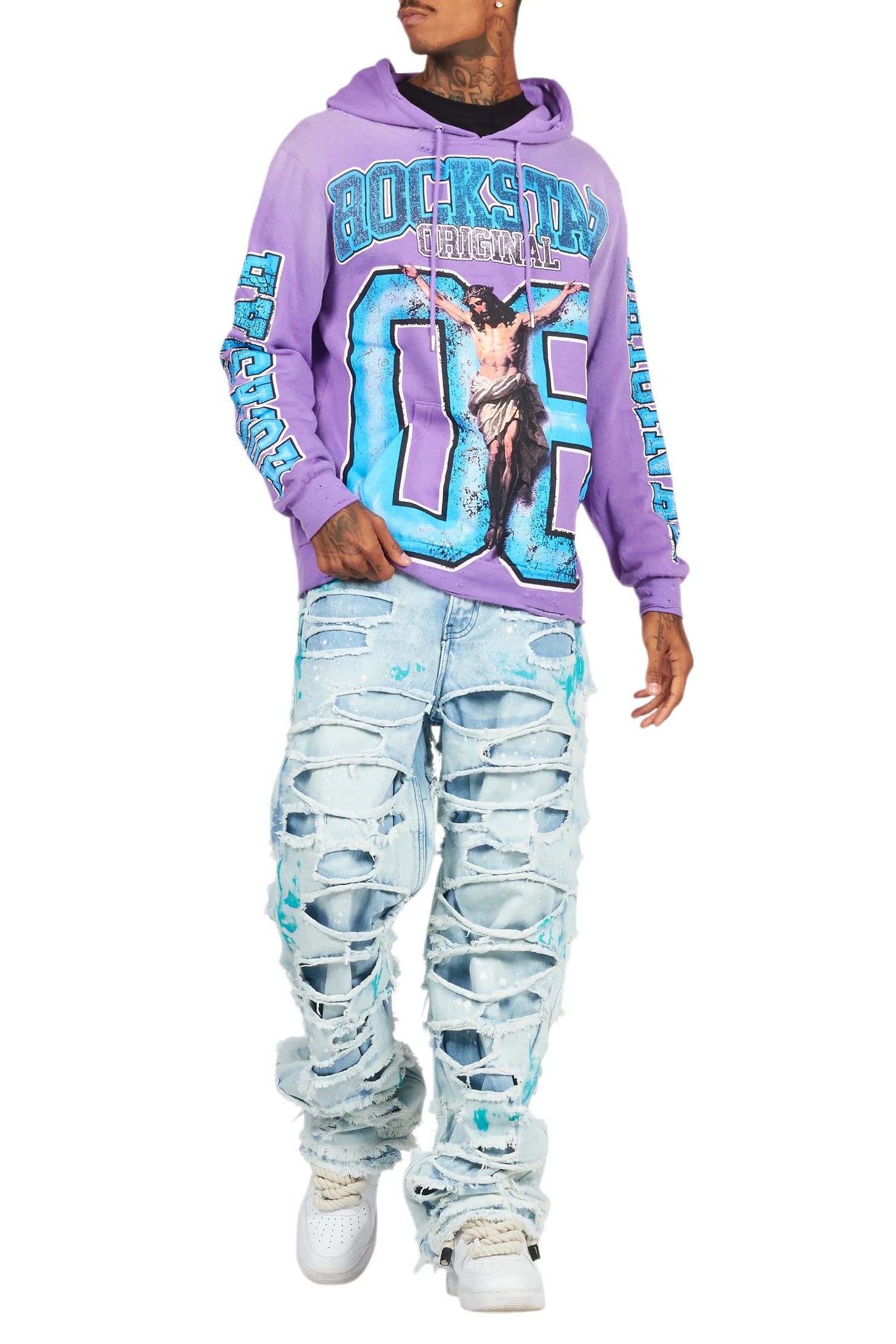 Fields Purple Distressed Graphic Hoodie