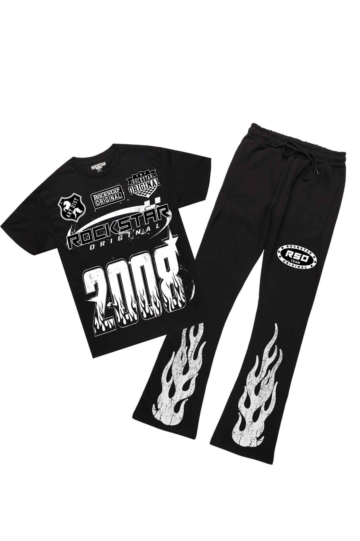 Amos Black/White T-Shirt/Stacked Flare Track Set