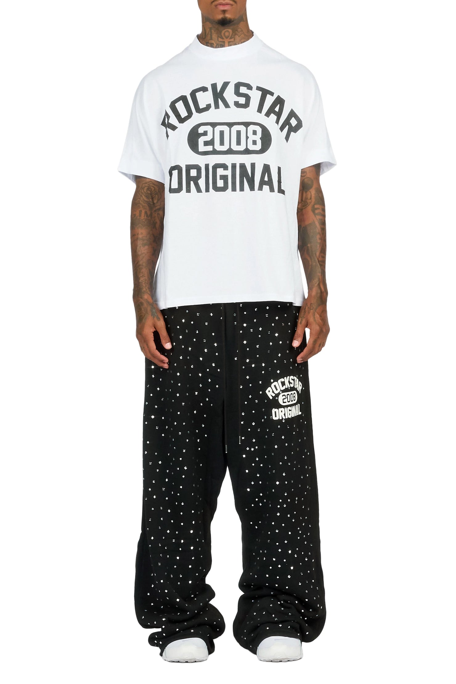 Eliel Black Rhinestone T-Shirt/Baggy Track Set