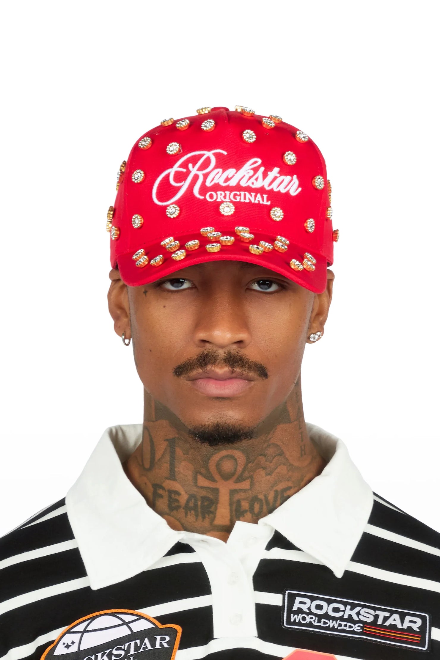 Roma Red Rhinestone Trucker Hat