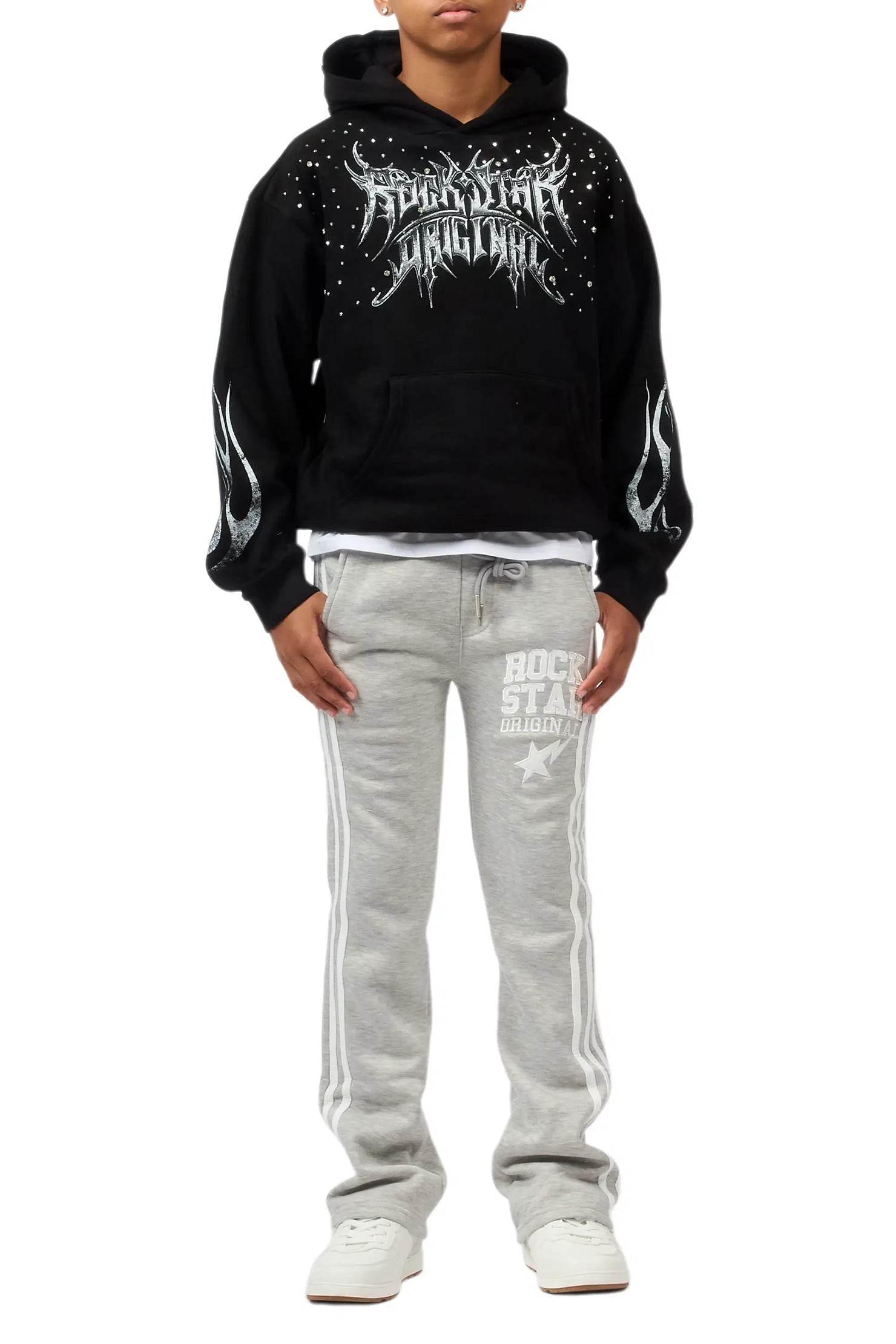 Boys Gerrit Grey Stacked Baggy Track Pant