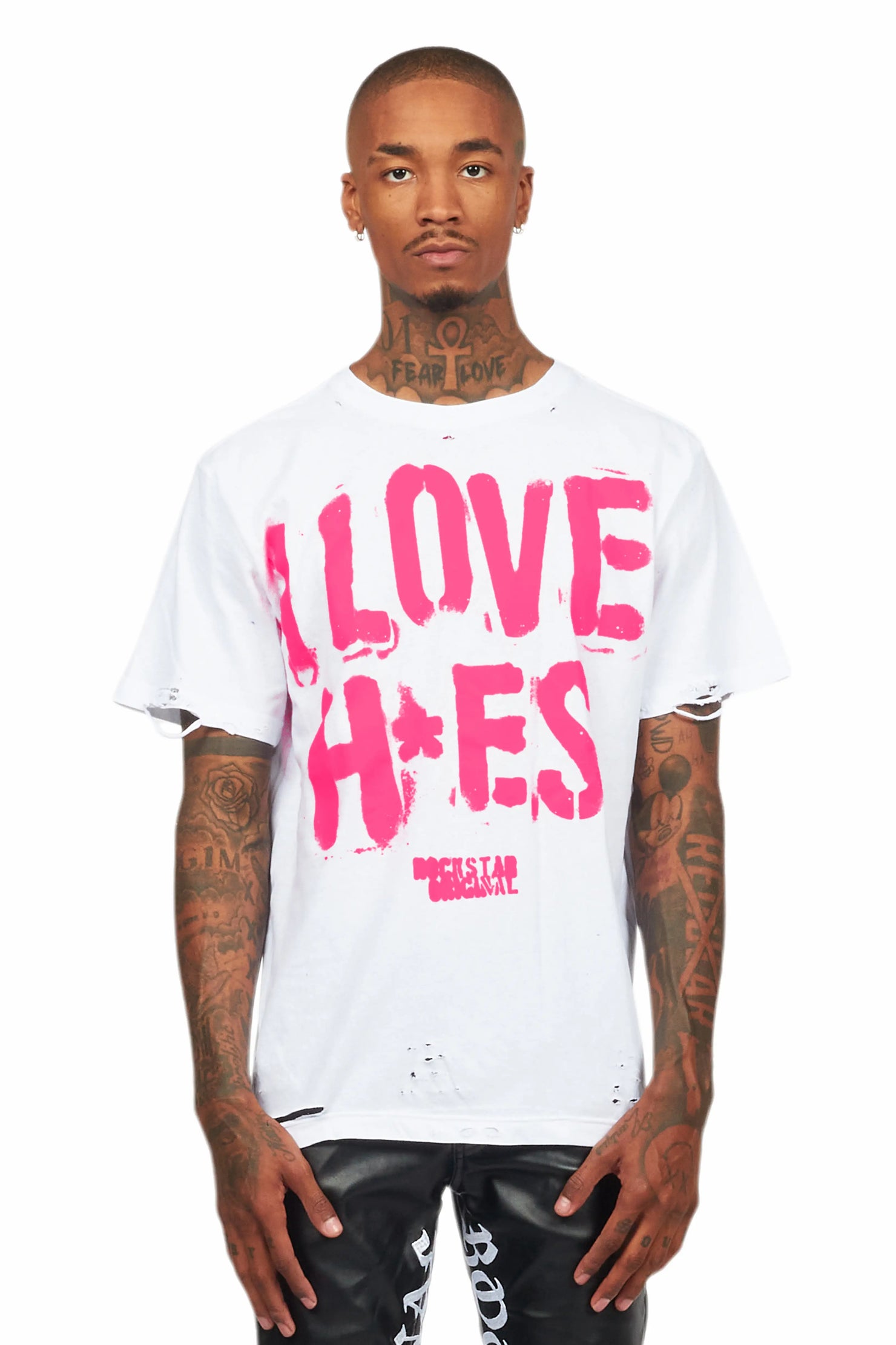 Banyan White/Pink Graphic Oversized T-Shirt