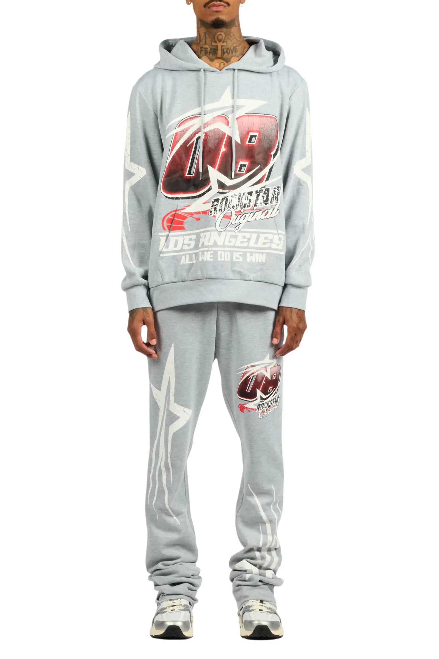 Kastell Heather Grey Hoodie/Stacked Pant Track Set