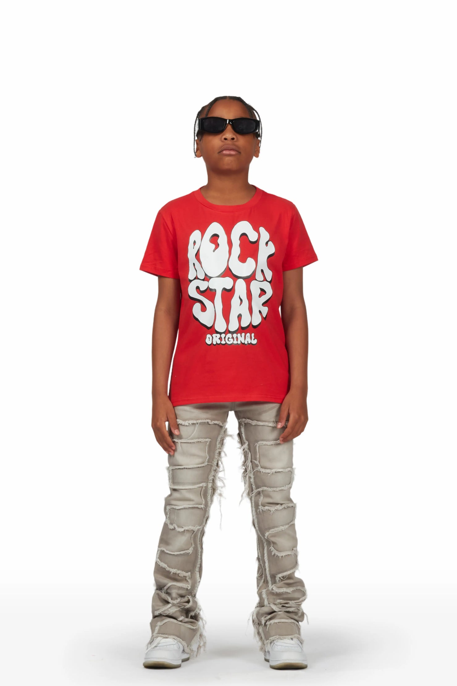 Boys Shake Grey Stacked Flare Jean