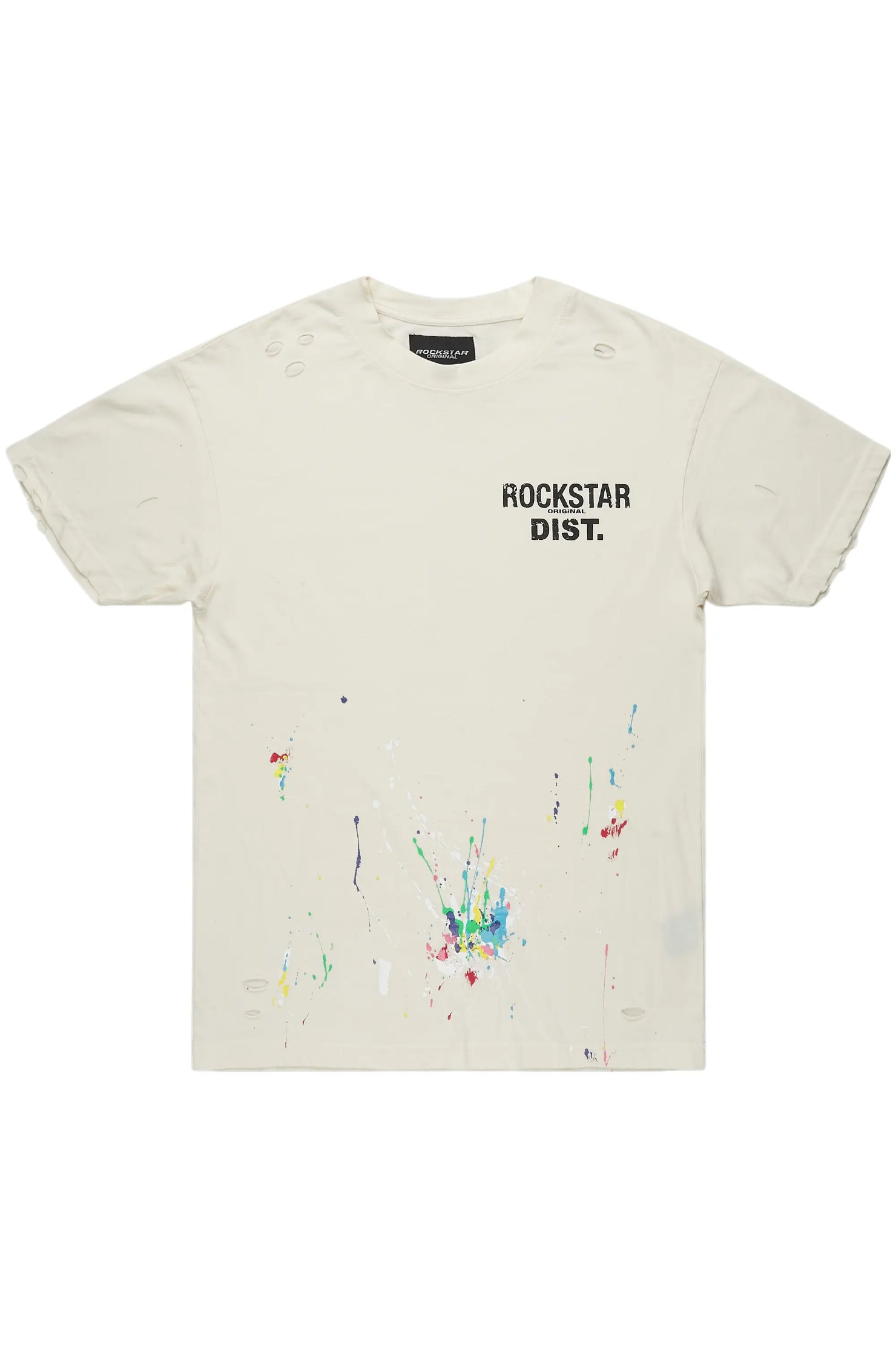 Ramsay Vintage Sand Oversized Distressed Graphic T-Shirt