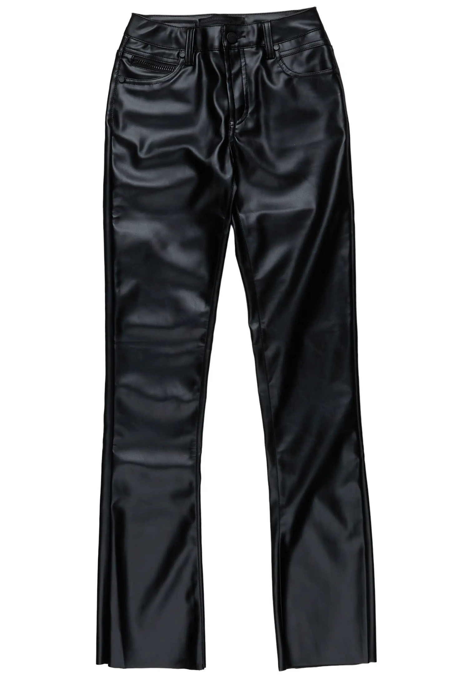 Boys Ricky Black PU Super Stacked Flare Jean