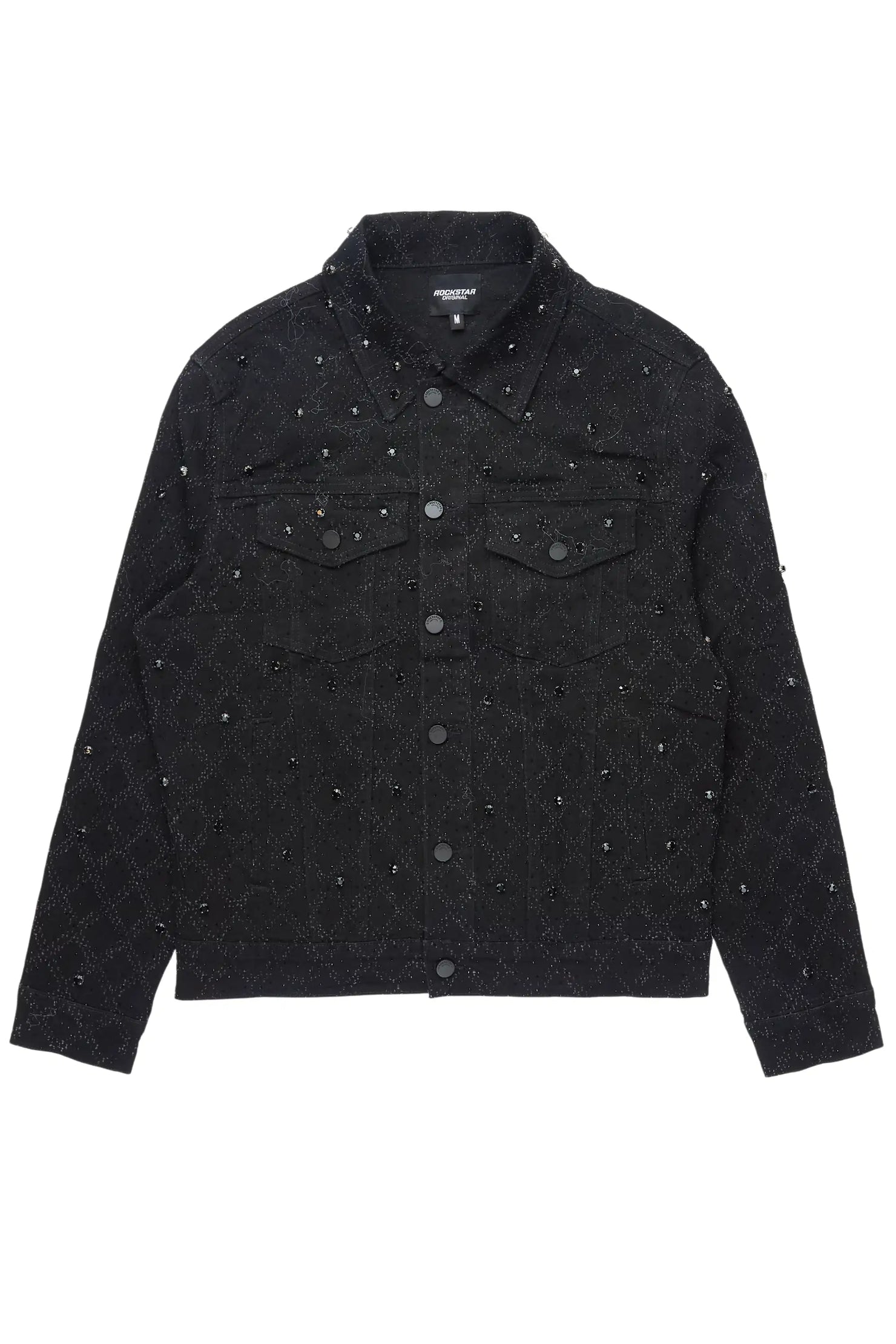 Glit Jet Black Rhinestone Denim Jacket