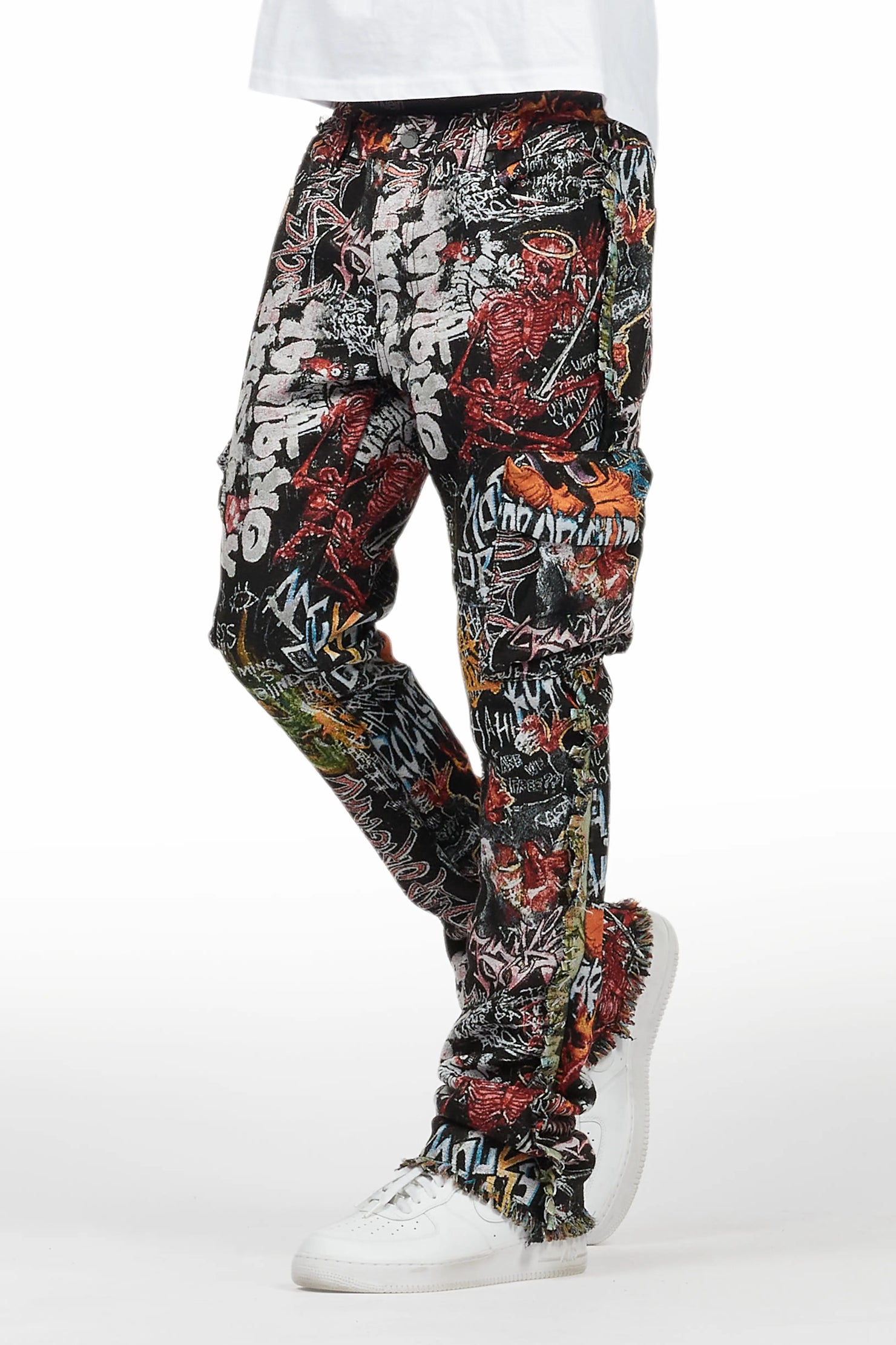 Jari Multi Stacked Tapestry Flare Jean