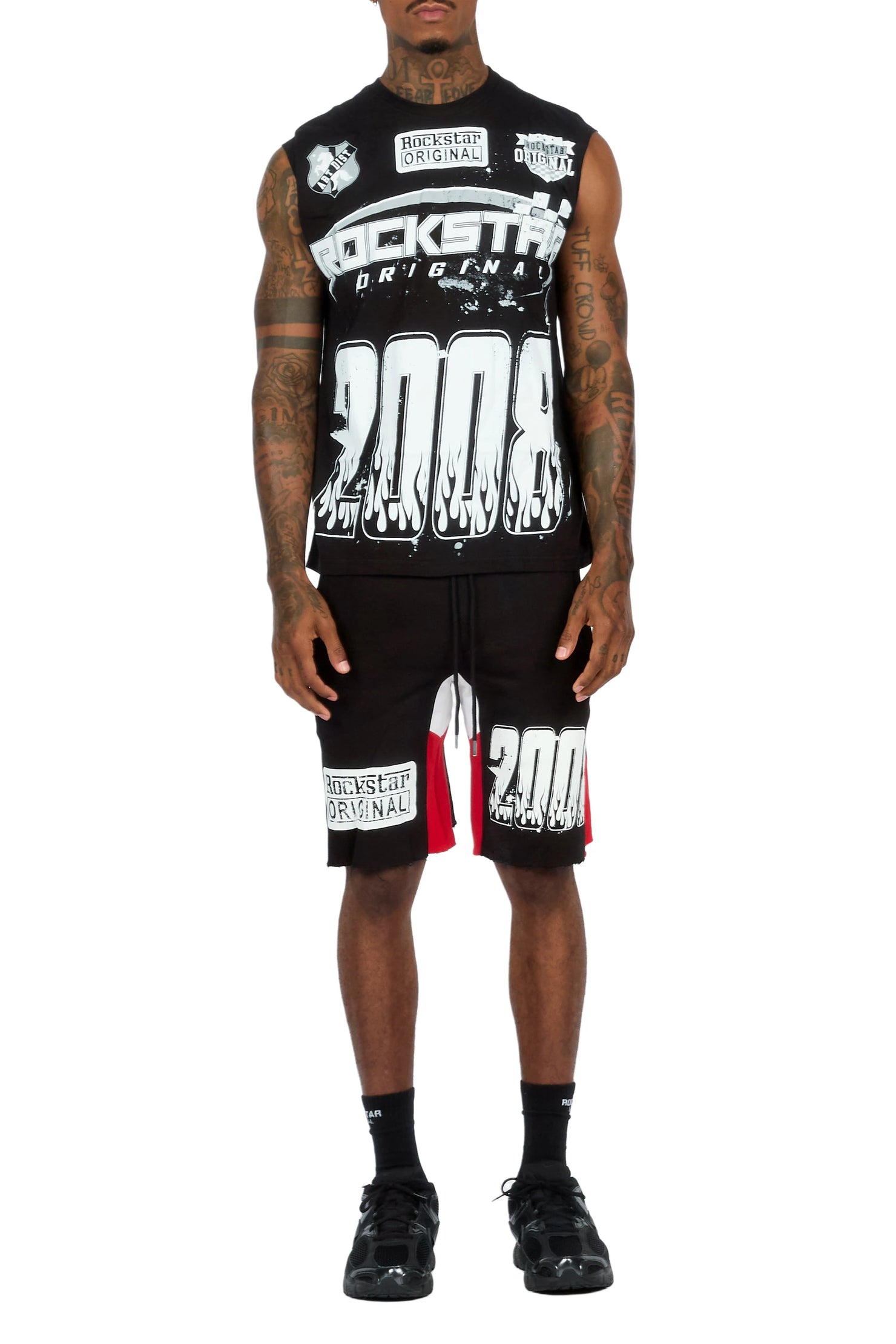 Amos Black Relaxed Cut Sleeve T-Shirt/Short Set