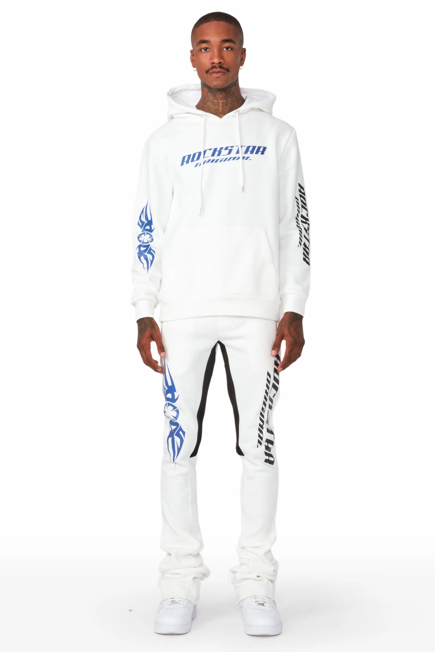 Milton Off White Graphic Hoodie/Super Stacked Flare Pant Set