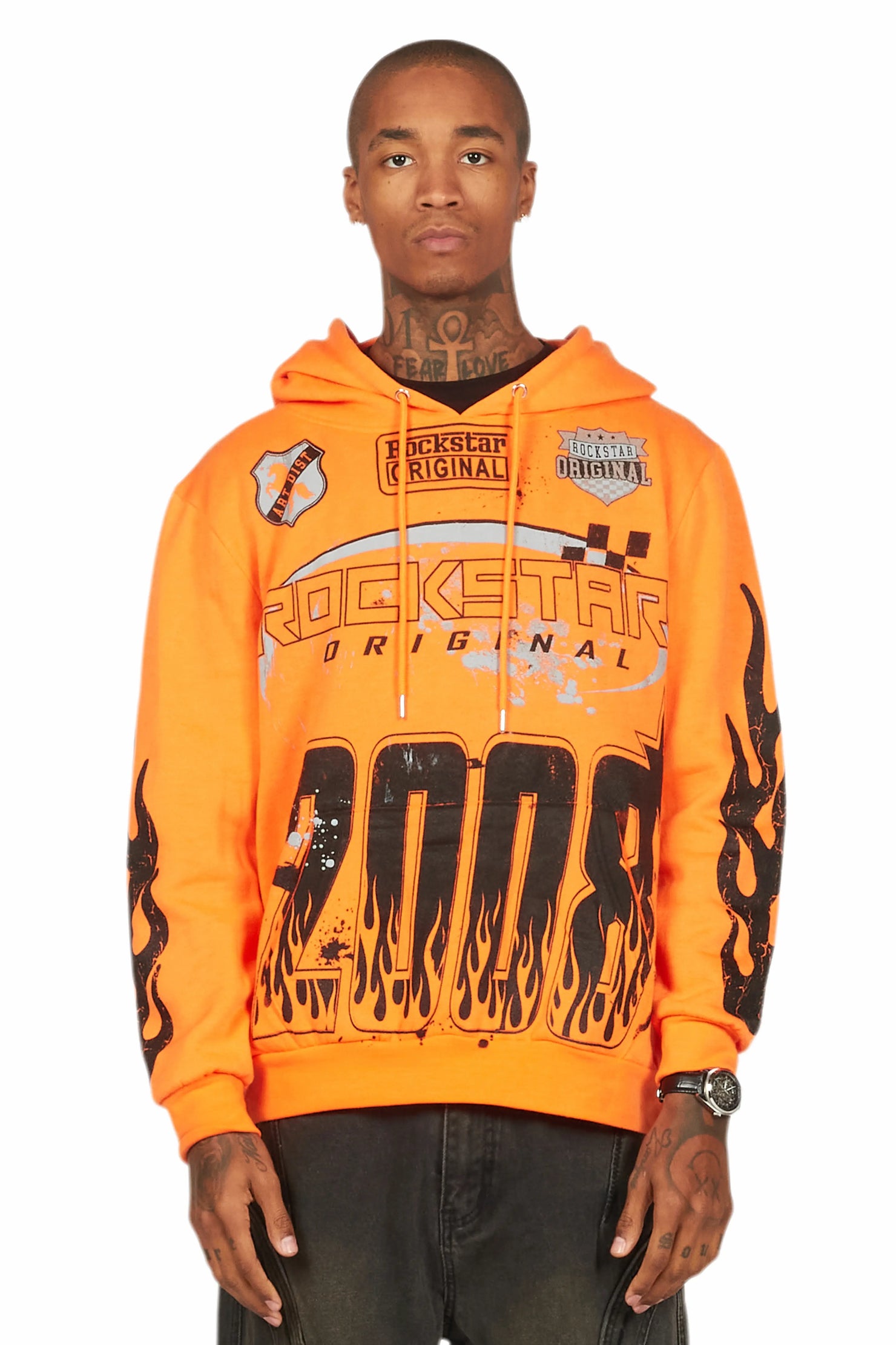 Amos Orange Graphic Relaxed Hoodie