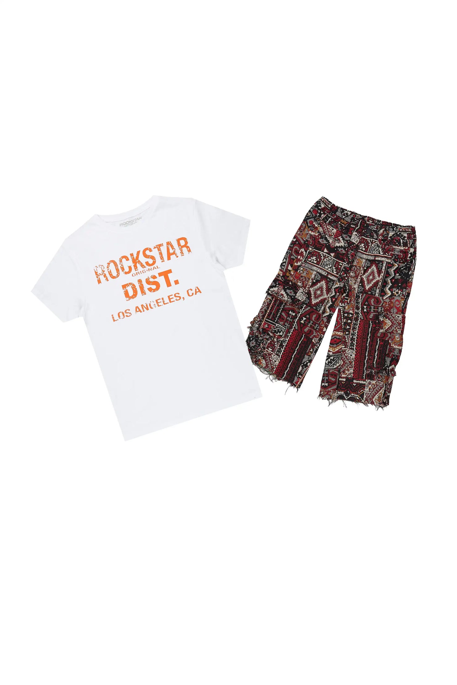 Boys Koen White/Multi T-Shirt Short Set