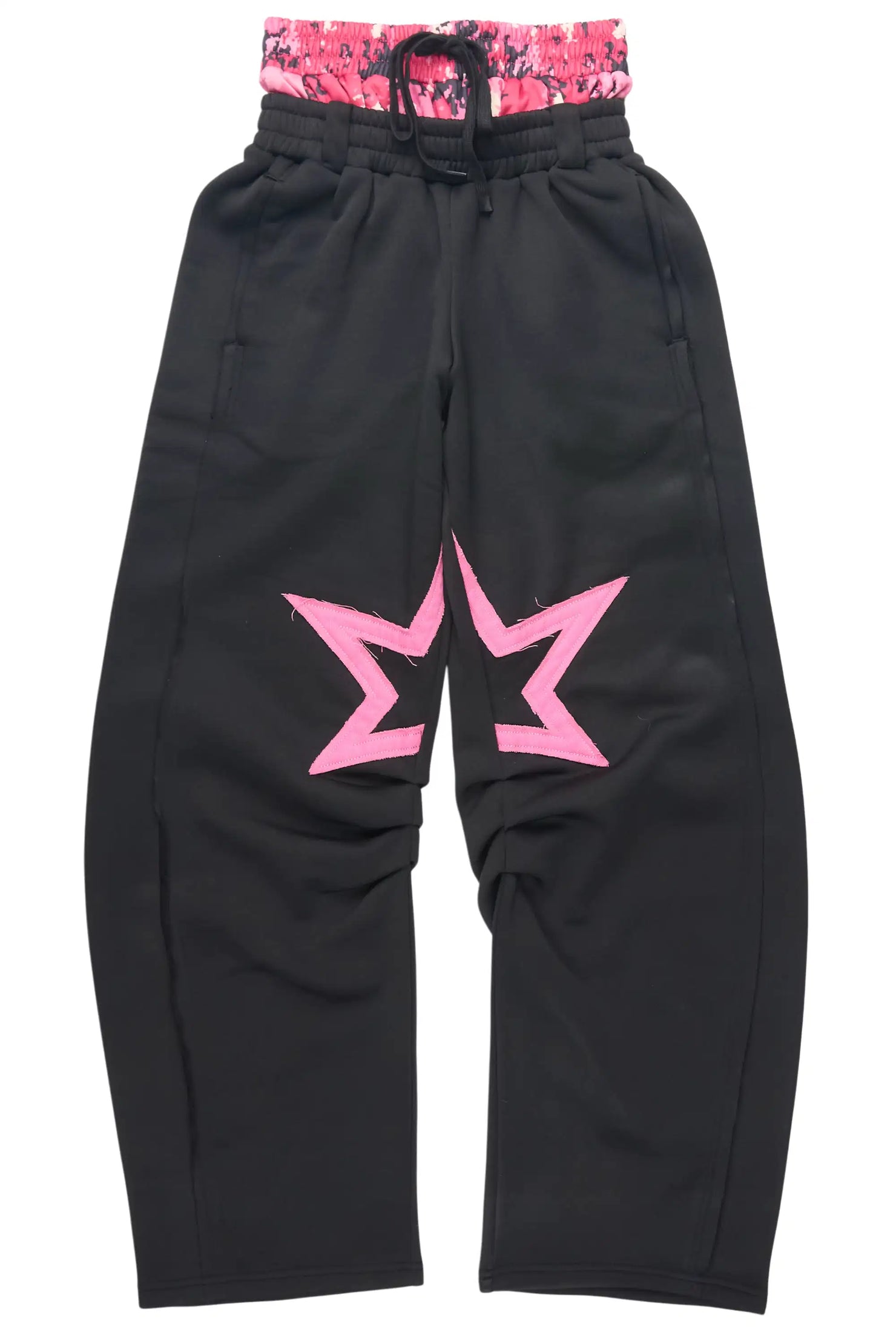 Canaan Black Double Waisted Baggy Track Pant
