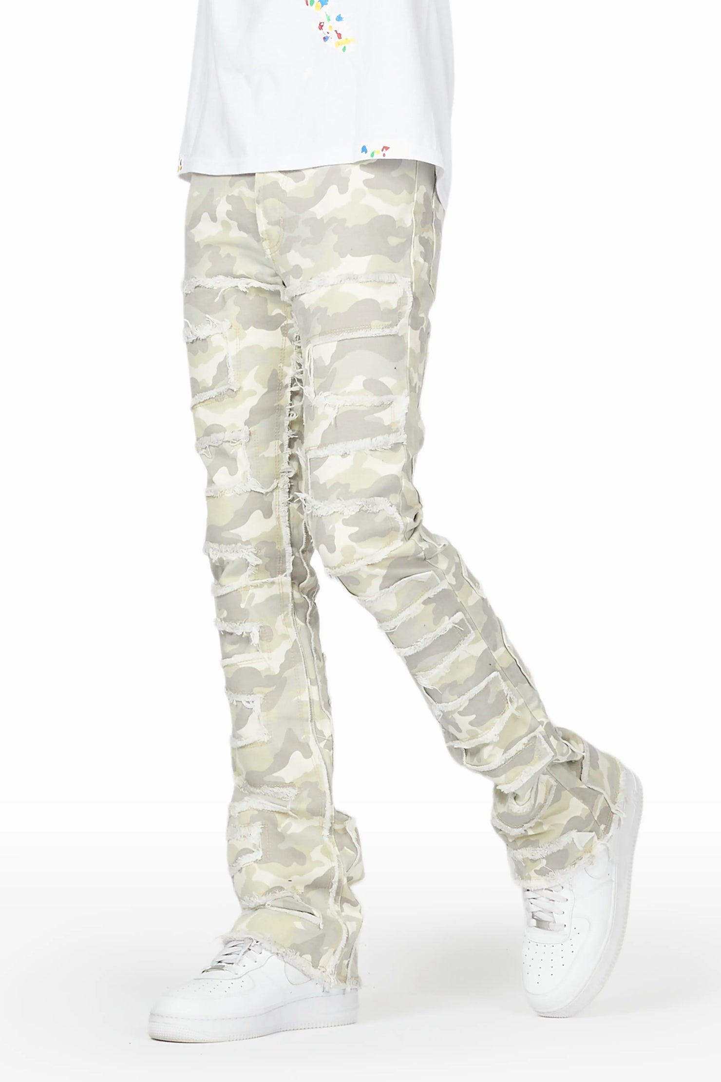 Shake Light Camo Stacked Flare Jean