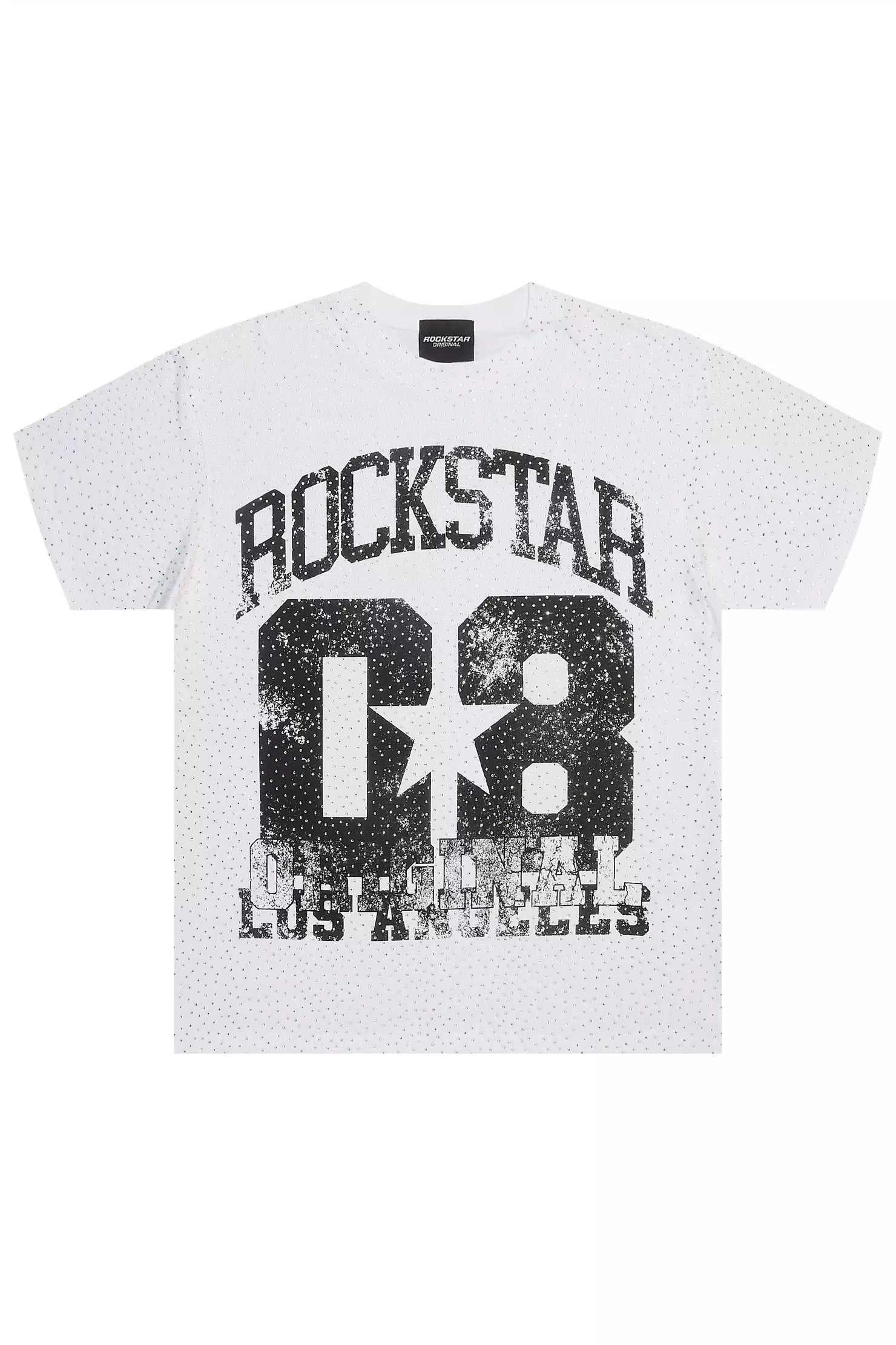 Flamur White Graphic Rhinestone T-Shirt