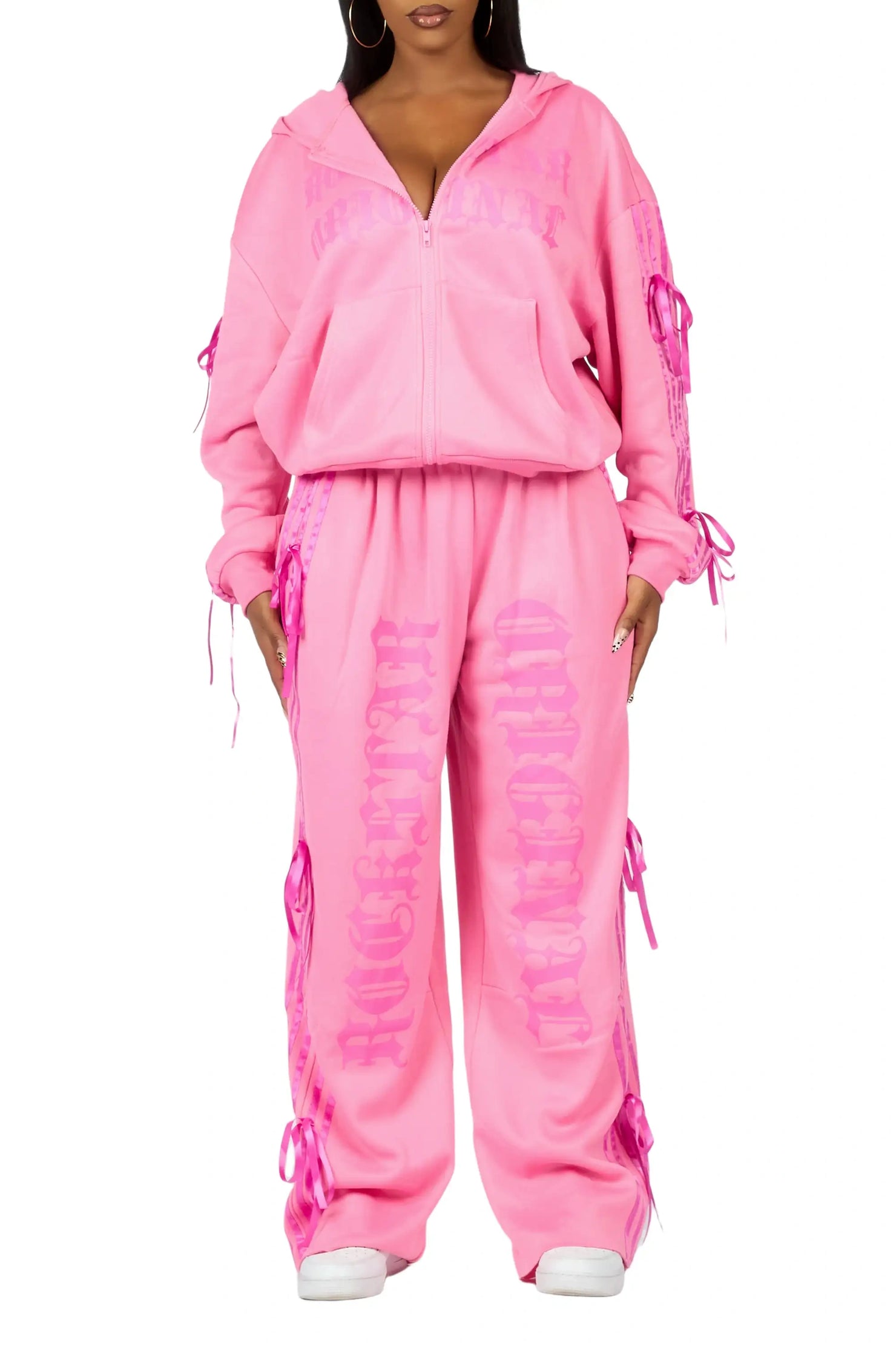 Kettisha Pink Lace Up Baggy Track Set