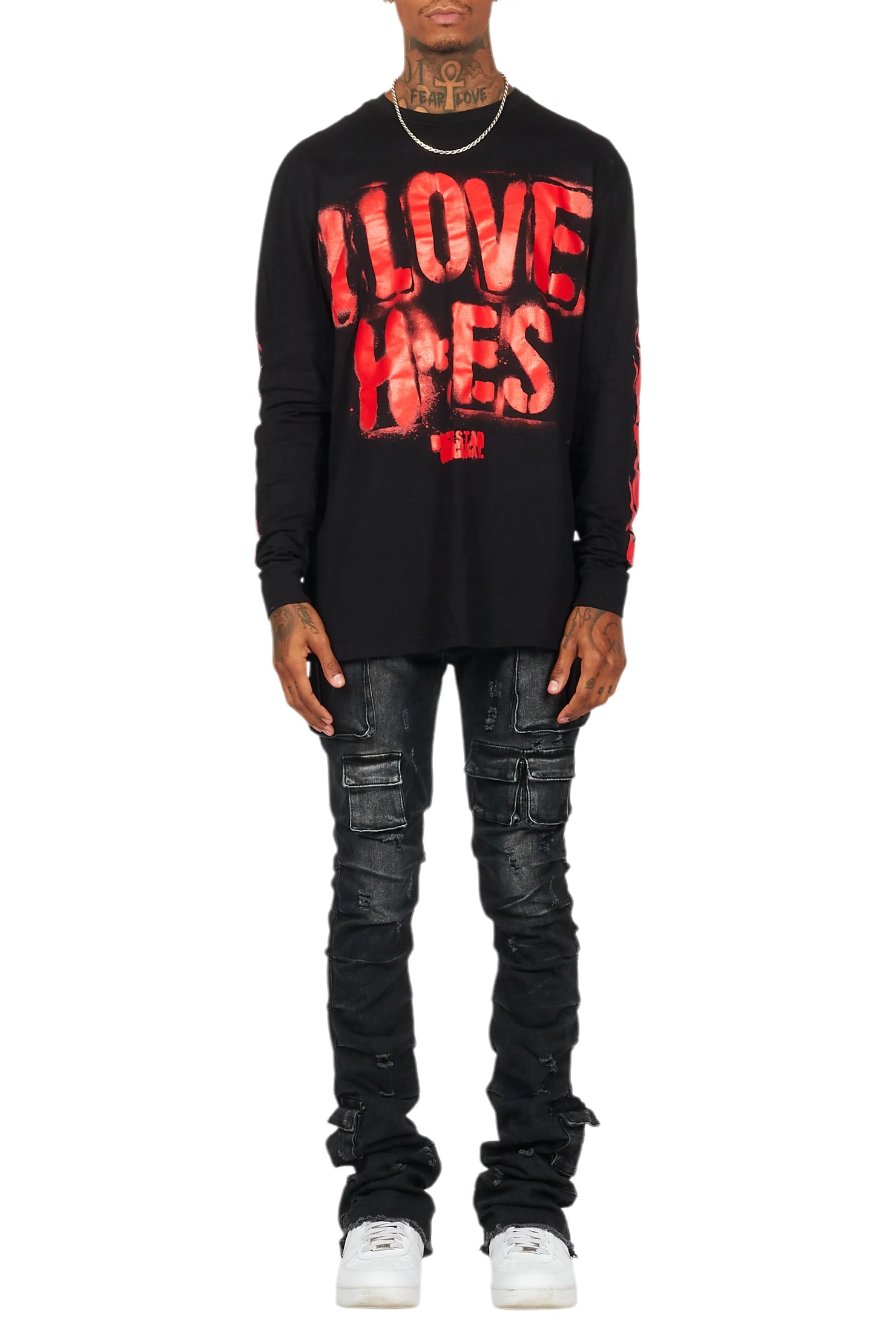 Gentry Dark Grey Wash Stacked Flare Jean