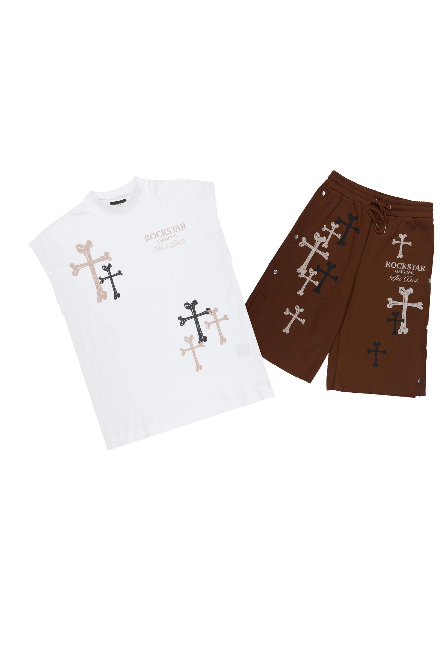 Roddy Brown Cut Sleeve T-Shirt/ Short Set