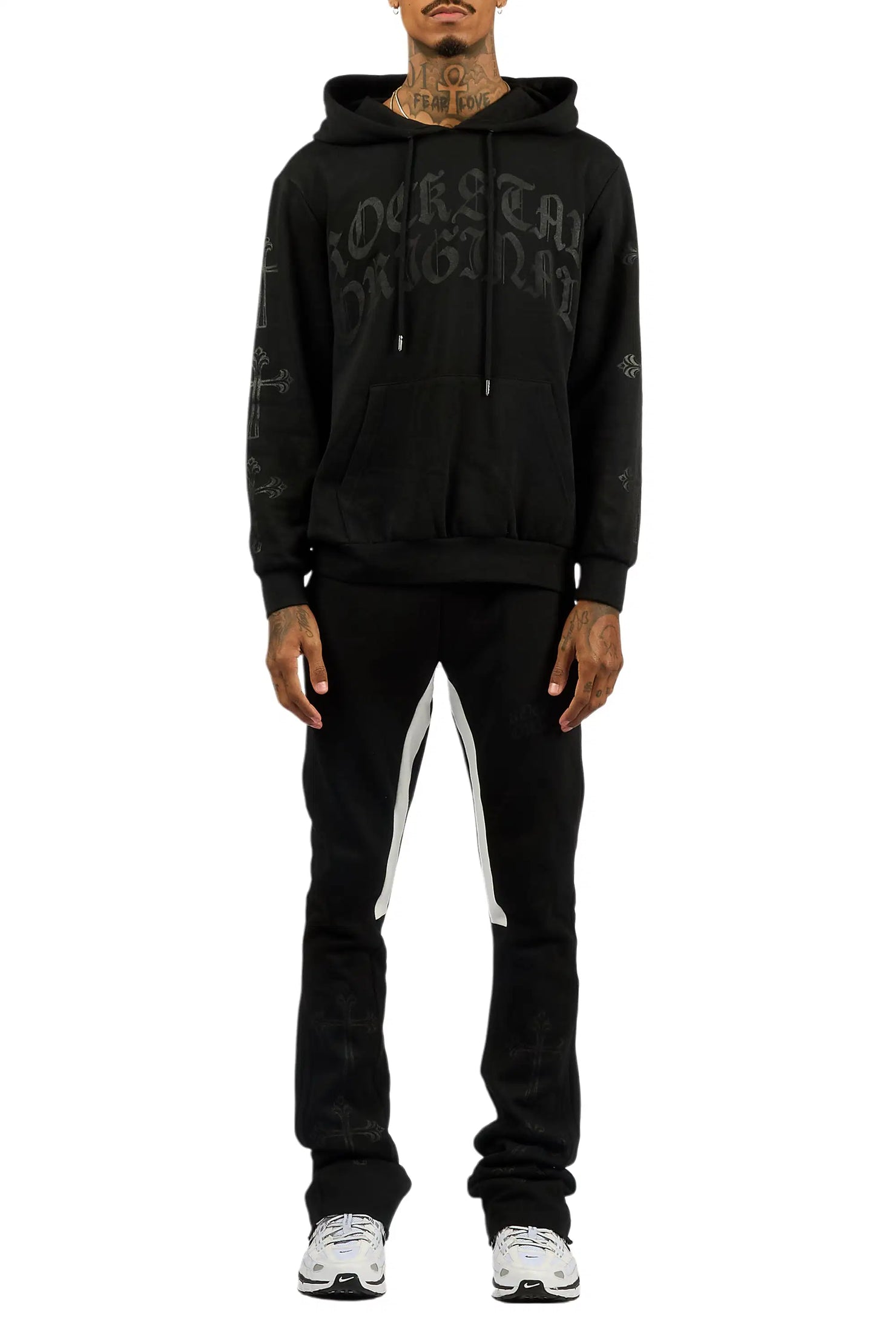 Michael Black/Black Hoodie/Stacked Flare Track Set