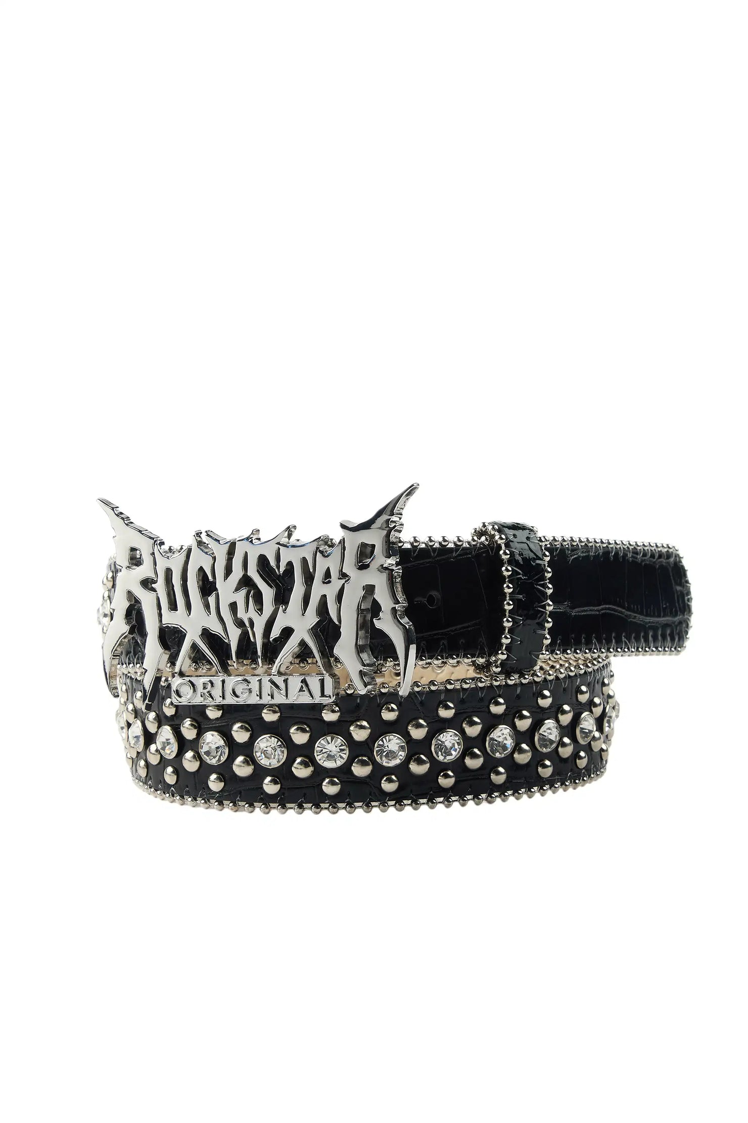 Elm Black Rhinestones Rockstar Logo Belt