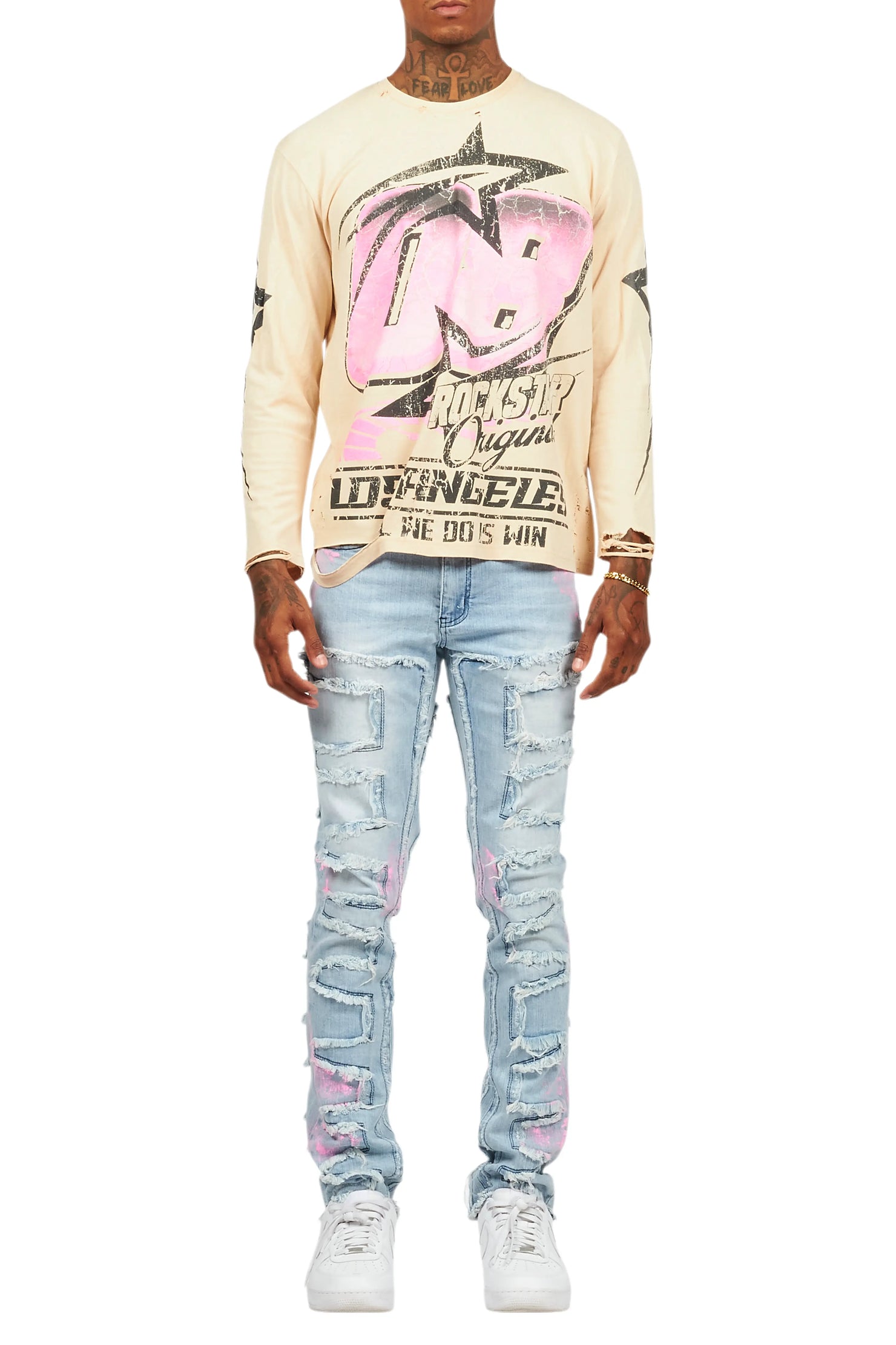 Kastell Vintage Sand Long Sleeve Graphic T-Shirt