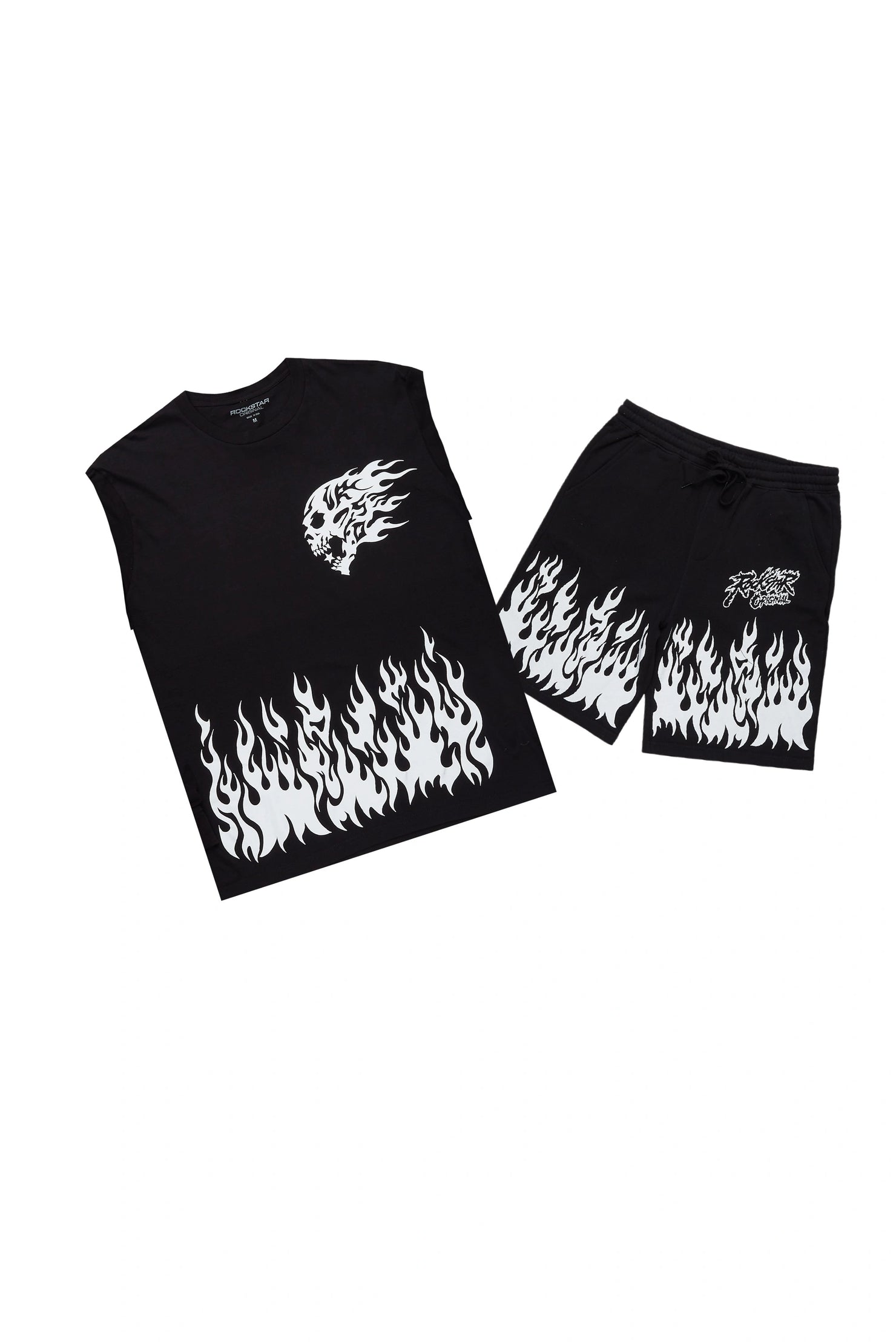 Bubble Black Cut Sleeve T-Shirt Short Set