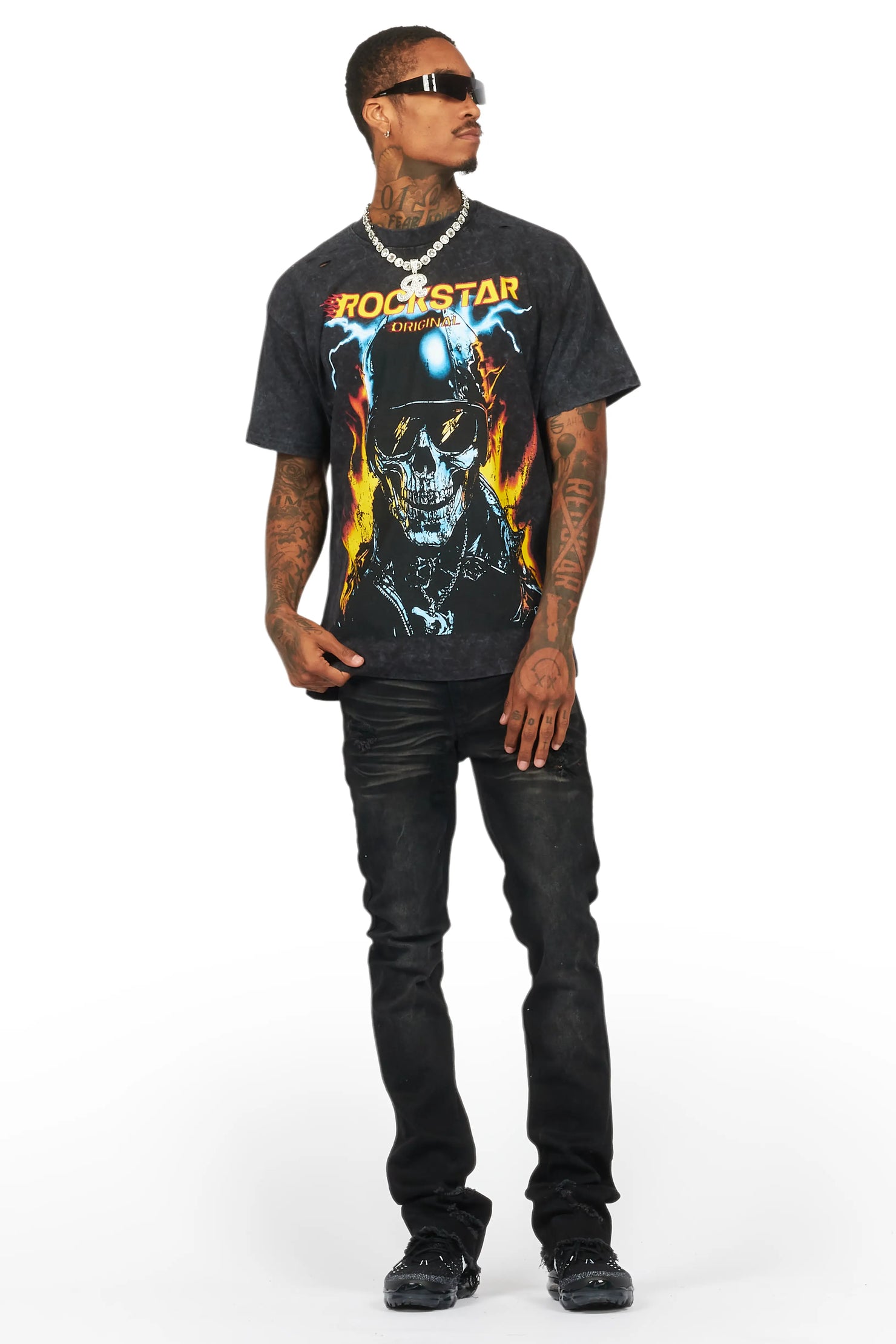 Balius Vintage Black Oversized Graphic T-Shirt