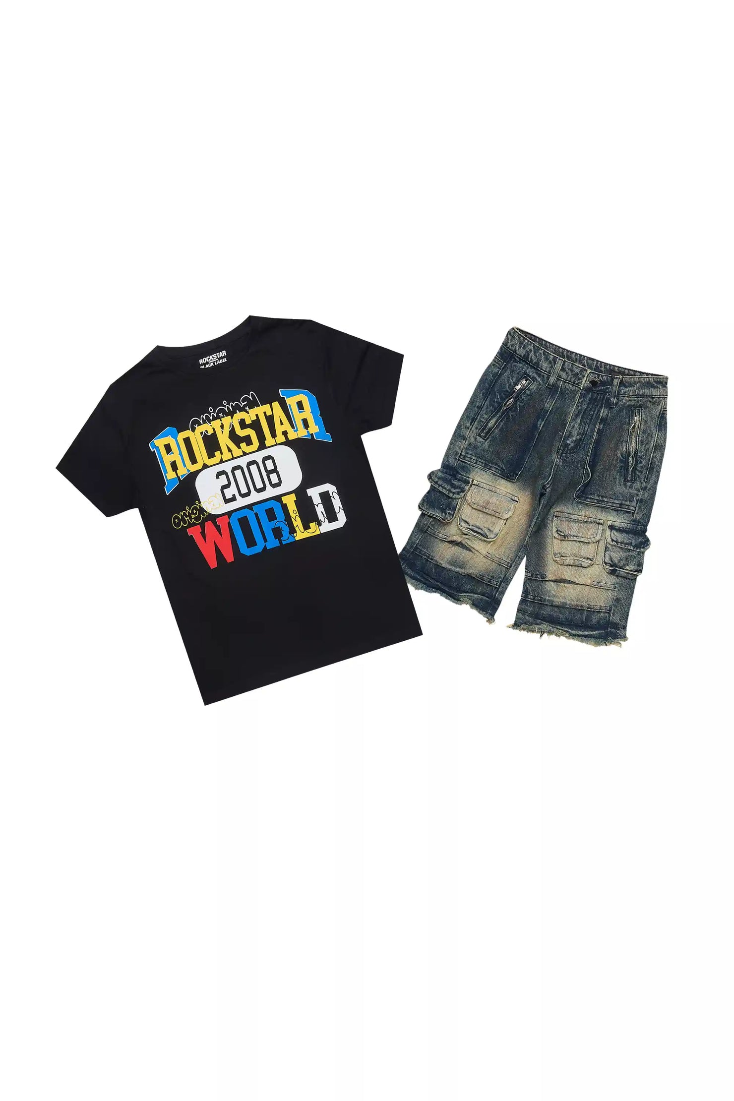 Boys Daria Black/Blue T-Shirt/Denim Short Set