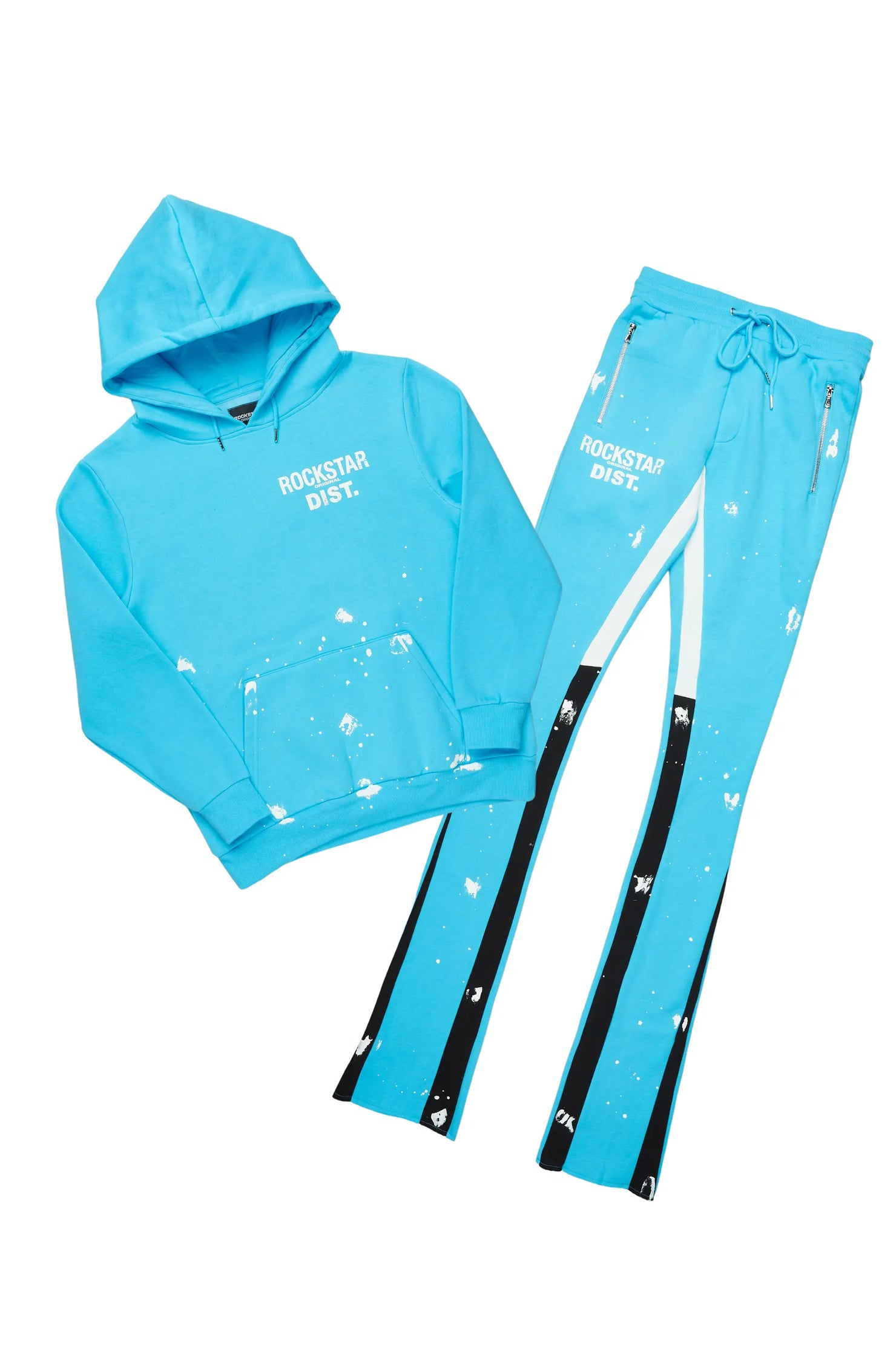 Raffer Blue Hoodie/Super Stacked Flare Pant Set
