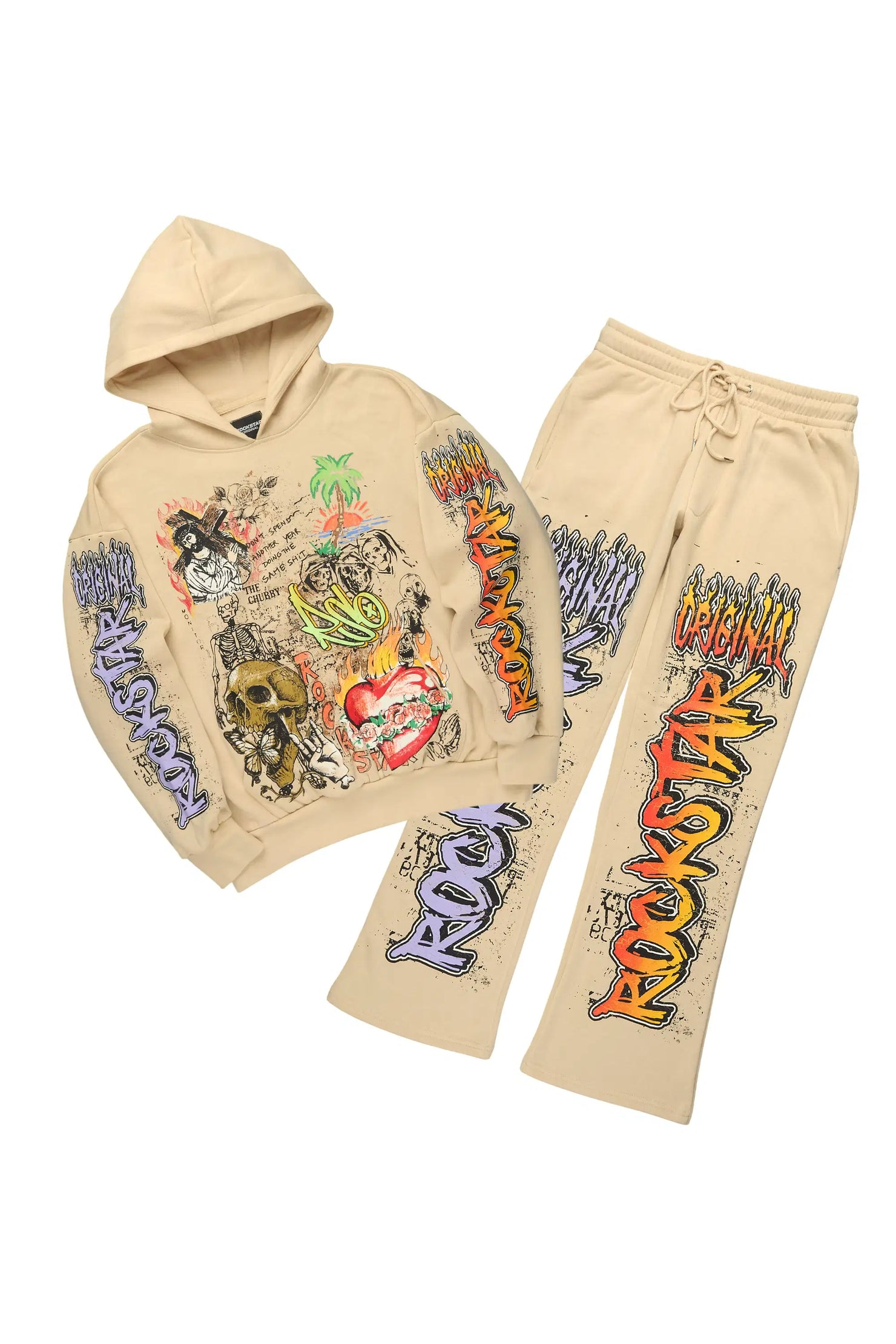 Zyver Beige Hoodie/Baggy Pant Track Set