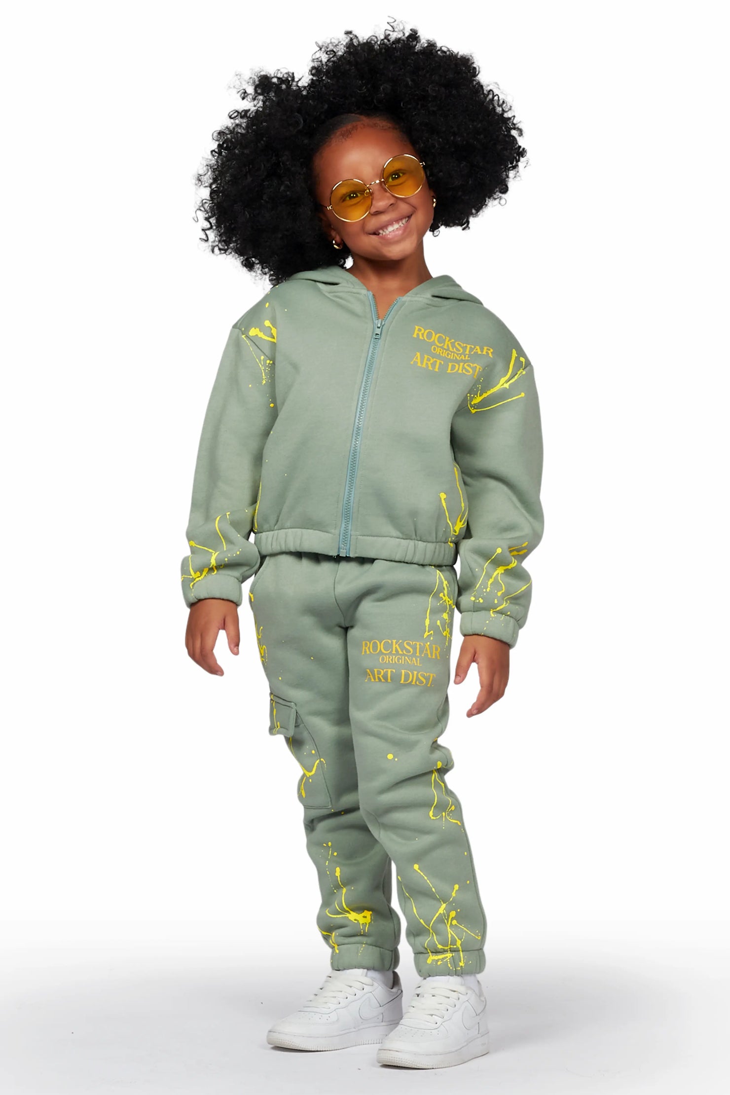 Girls Bass Sage Zip Up Hoodie Pant Set