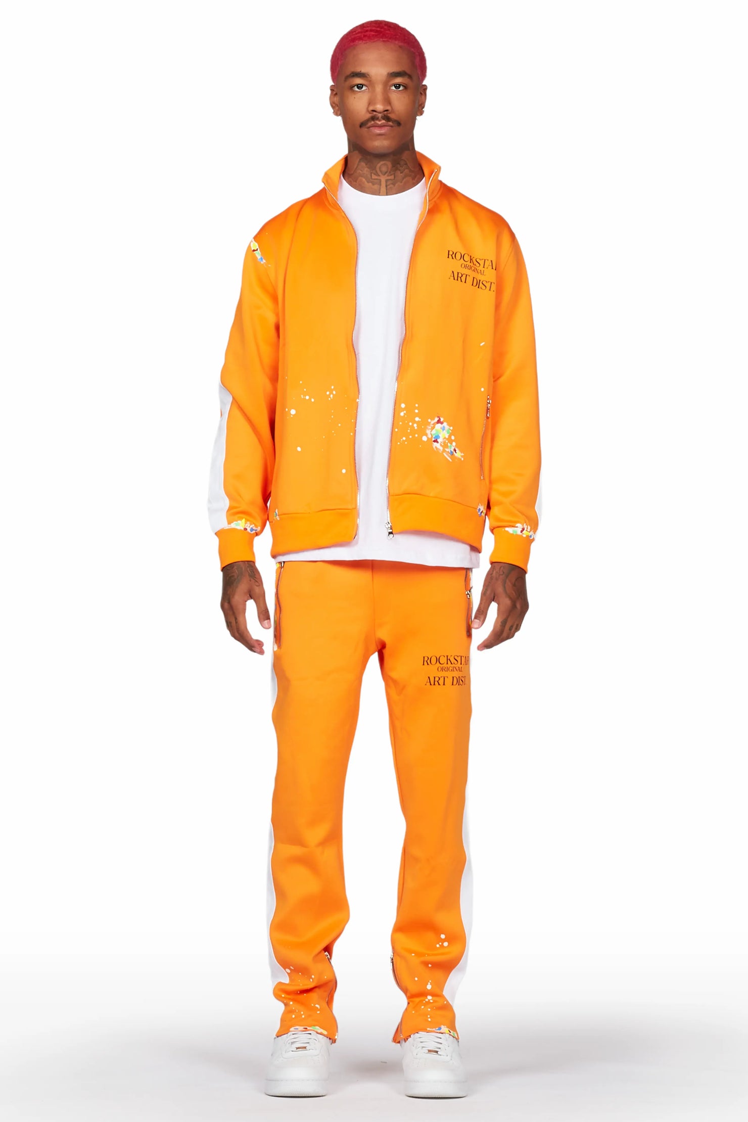 Rockstar Art Dist. Orange Tricot Slim Fit Track Set
