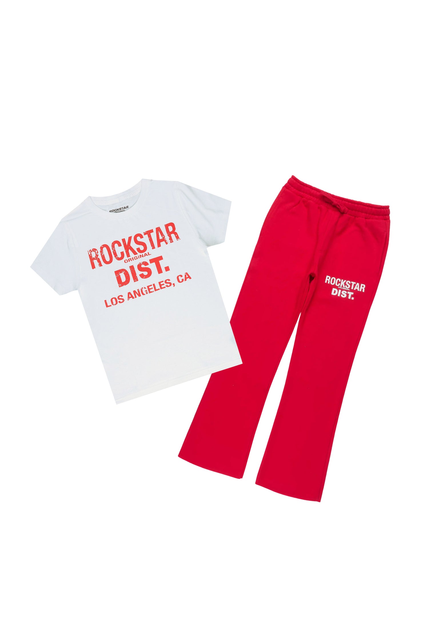Boys Kopine White/Red T-Shirt Pant Set