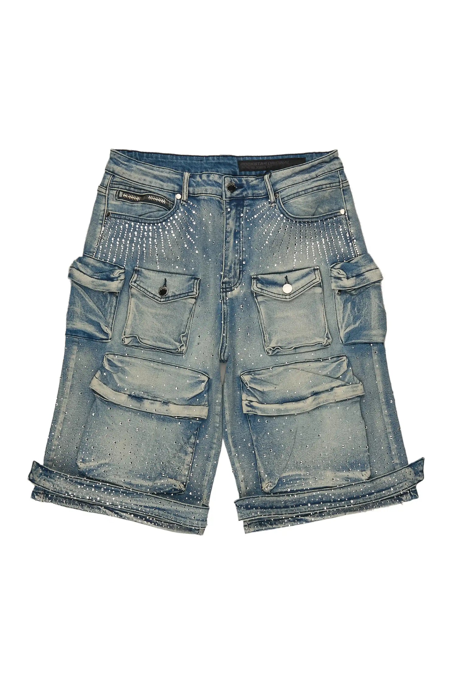 Keoni Light Blue Rhinestone Denim Short